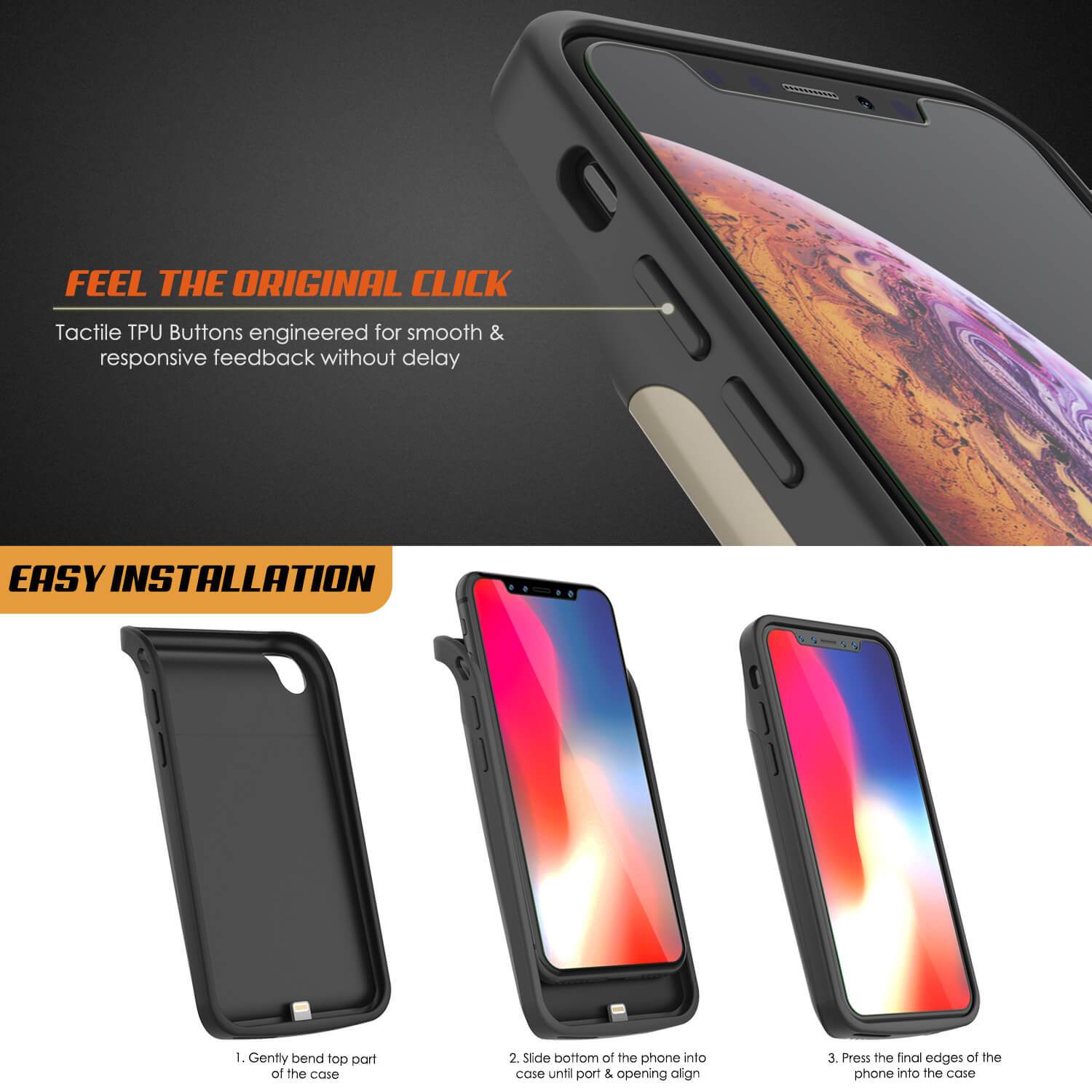 Capa de bateria para iPhone 11 Pro, PunkJuice 5000mAH Power Bank de carregamento rápido com protetor de tela | [Dourado]