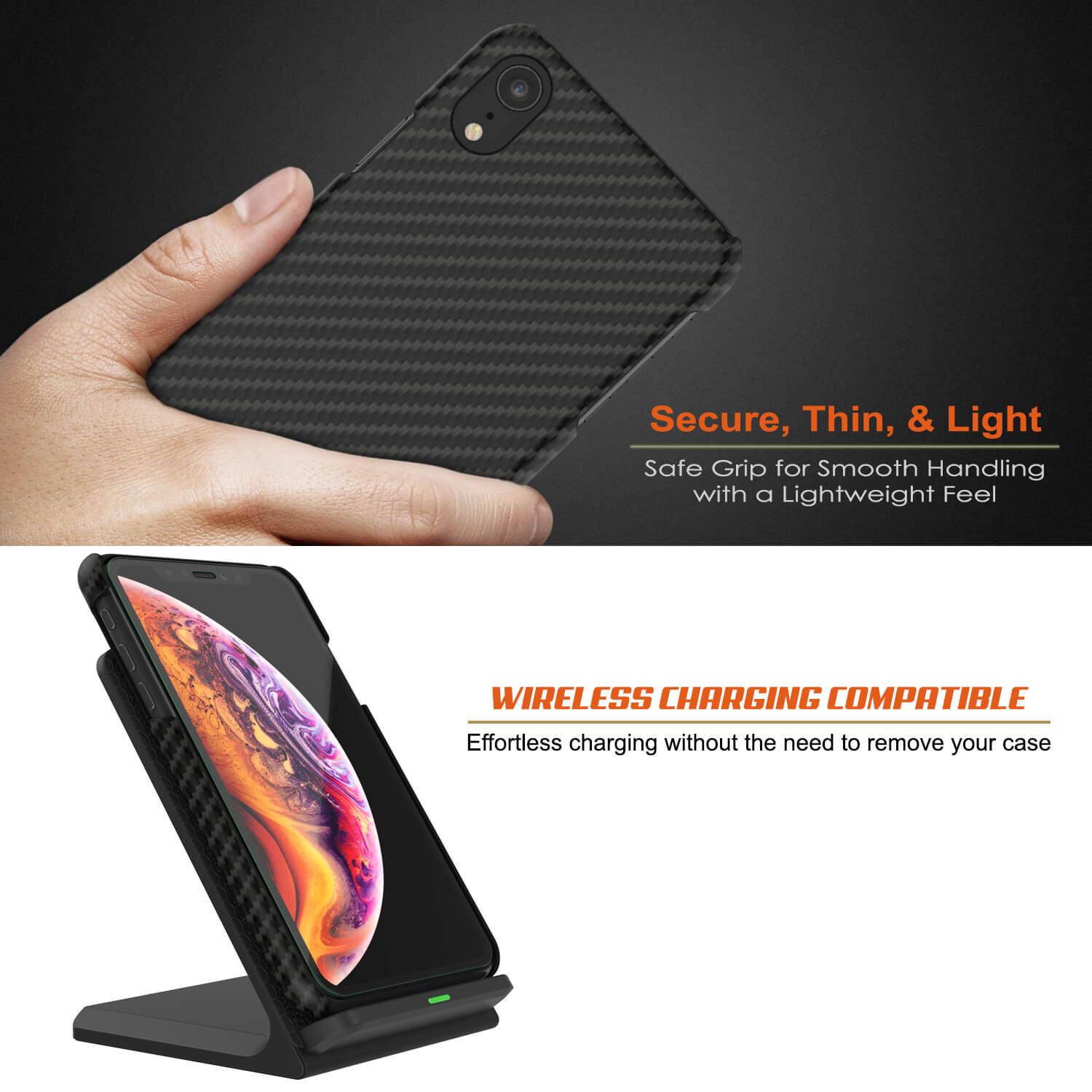 Capa para iPhone XR, Punkcase CarbonShield, Resistente e Ultra Fina 2 Peças de Dupla Camada [à prova de choque]