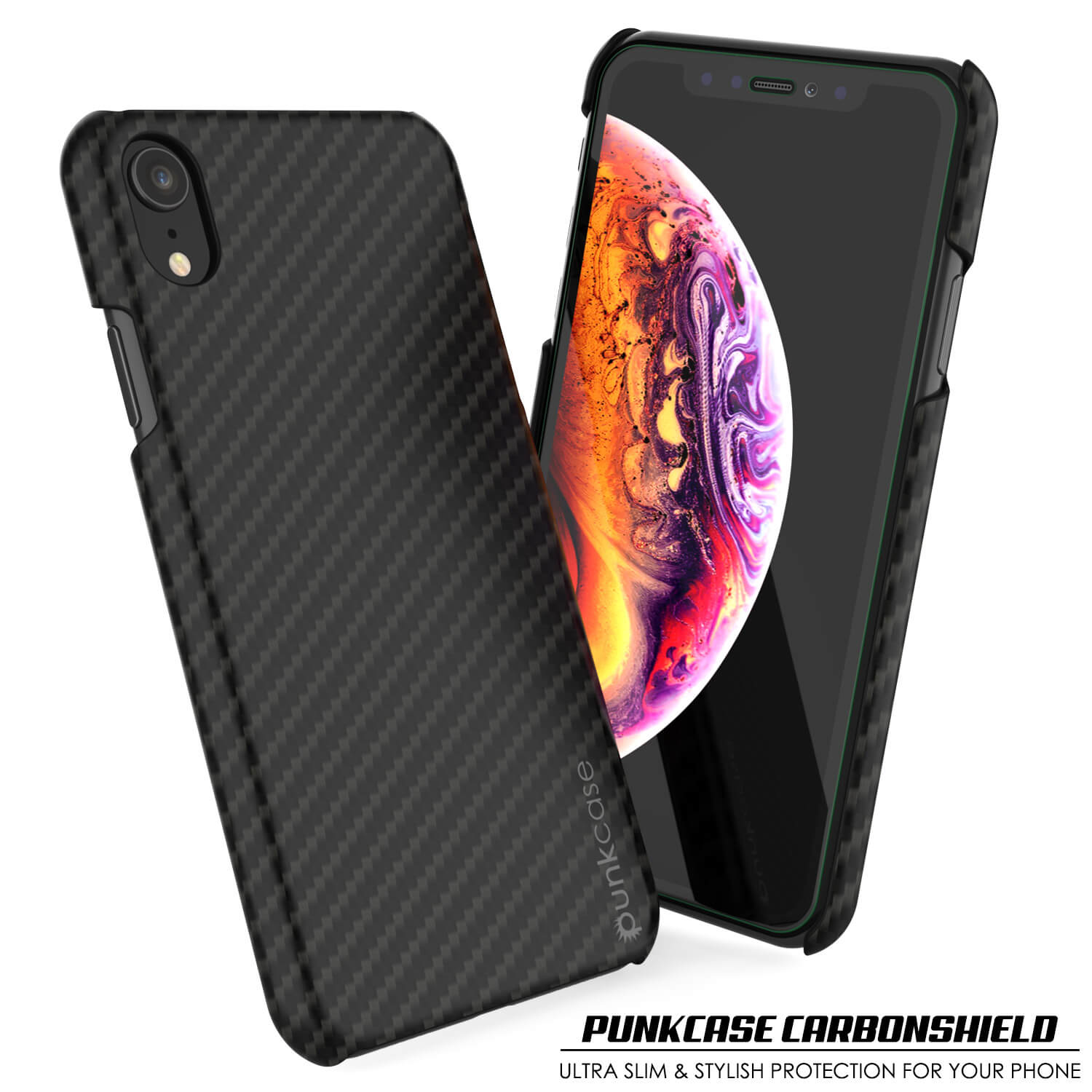 Capa para iPhone XR, Punkcase CarbonShield, Resistente e Ultra Fina 2 Peças de Dupla Camada [à prova de choque]