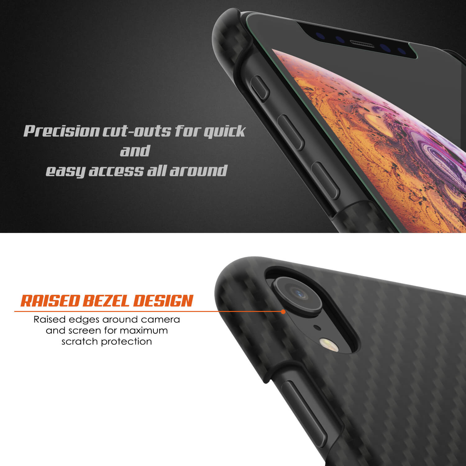 Capa para iPhone XR, Punkcase CarbonShield, Resistente e Ultra Fina 2 Peças de Dupla Camada [à prova de choque]