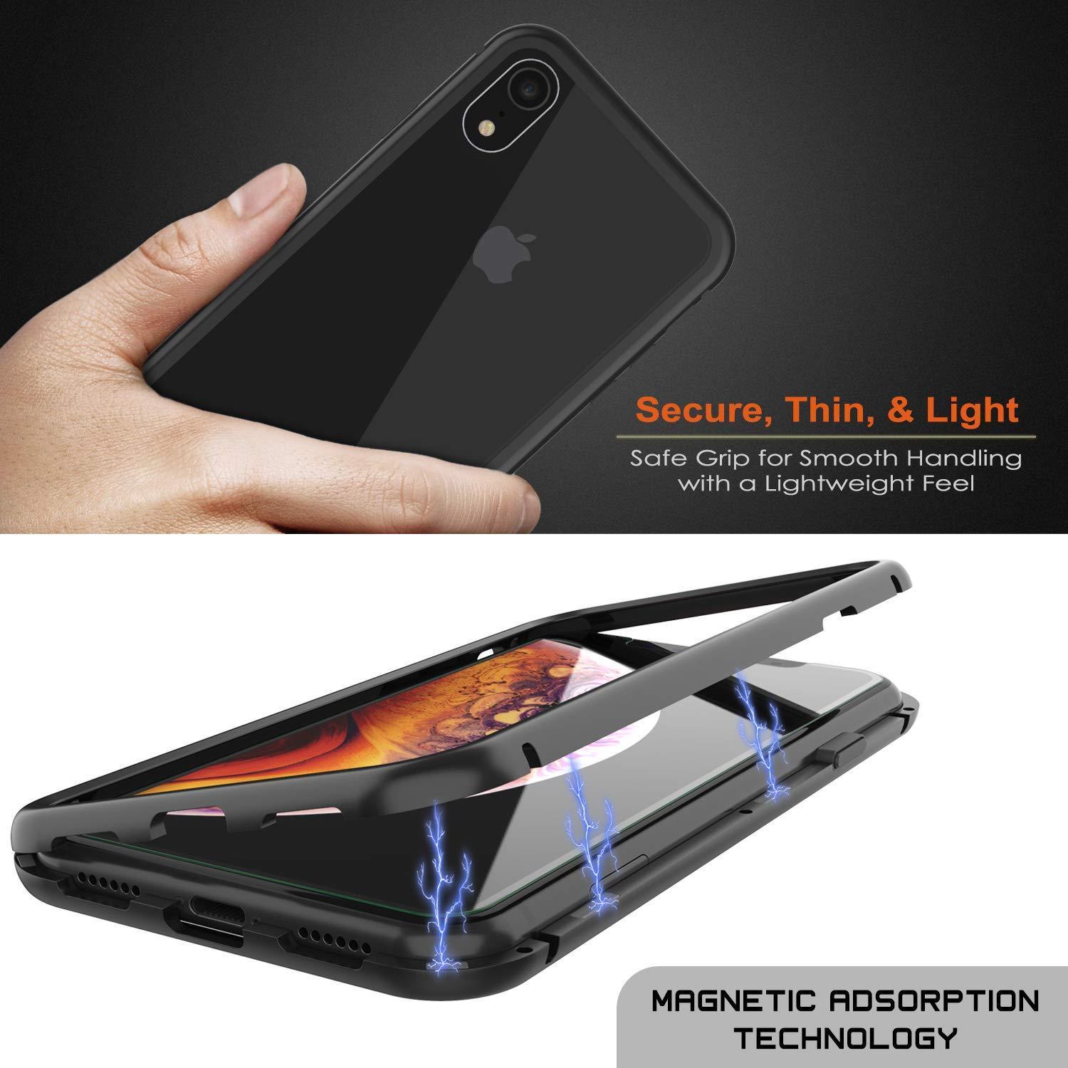 Capinha para iPhone XR, Punkcase Magnetix 2.0 de TPU protetora, com protetor de tela de vidro temperado [Preto]