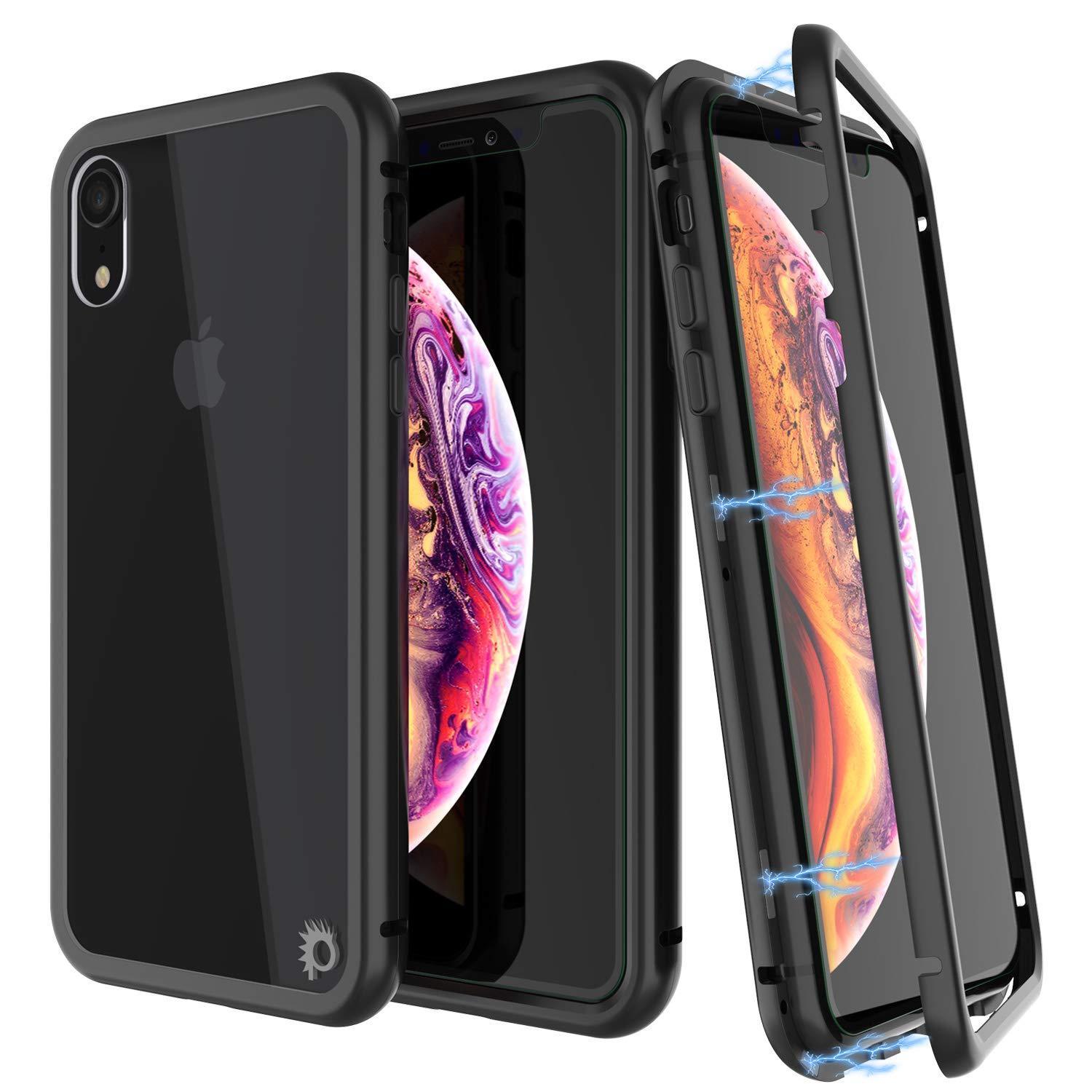 Capinha para iPhone XR, Punkcase Magnetix 2.0 de TPU protetora, com protetor de tela de vidro temperado [Preto]