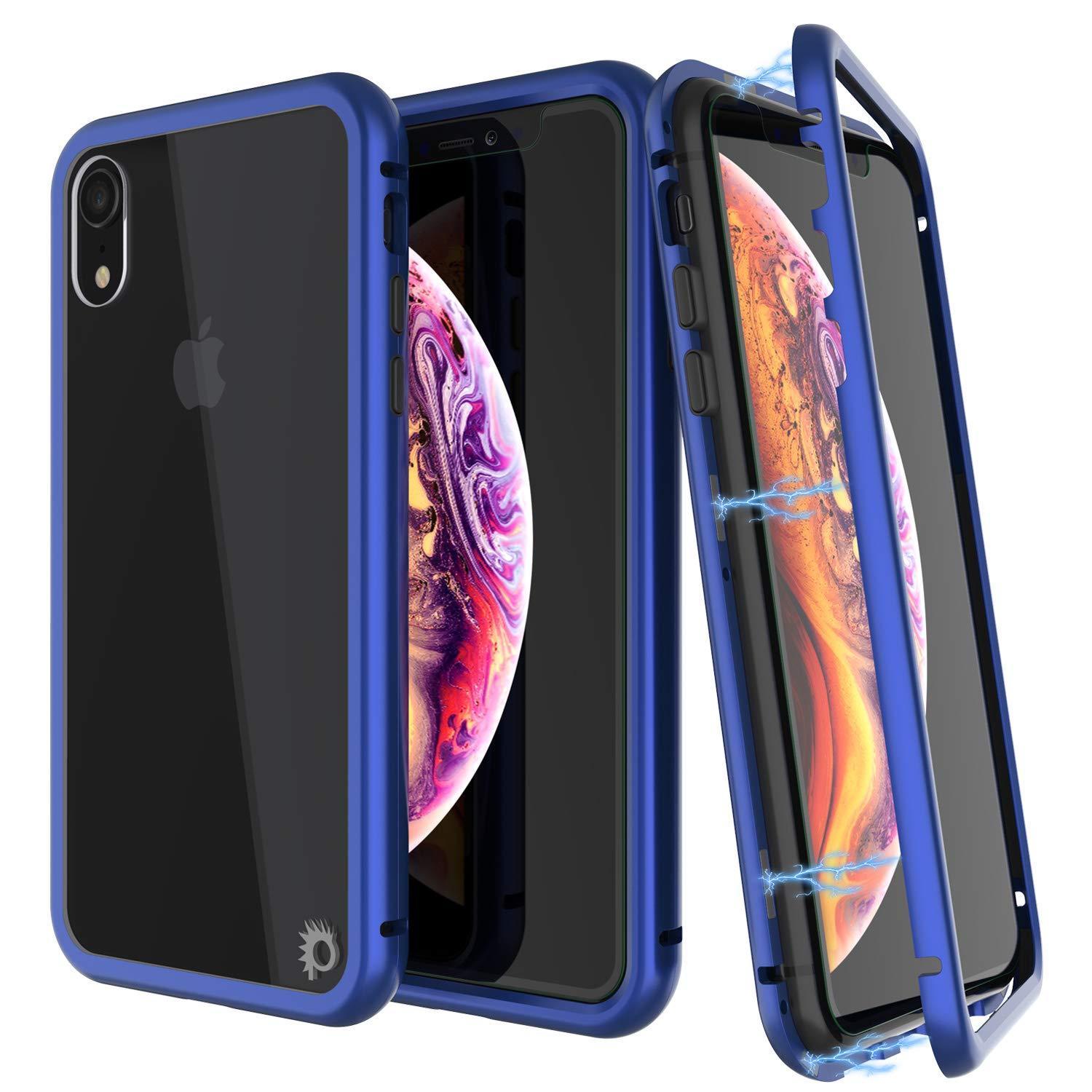 Capinha para iPhone XR, Punkcase Magnetix 2.0 de TPU protetora, com protetor de tela de vidro temperado [Azul]