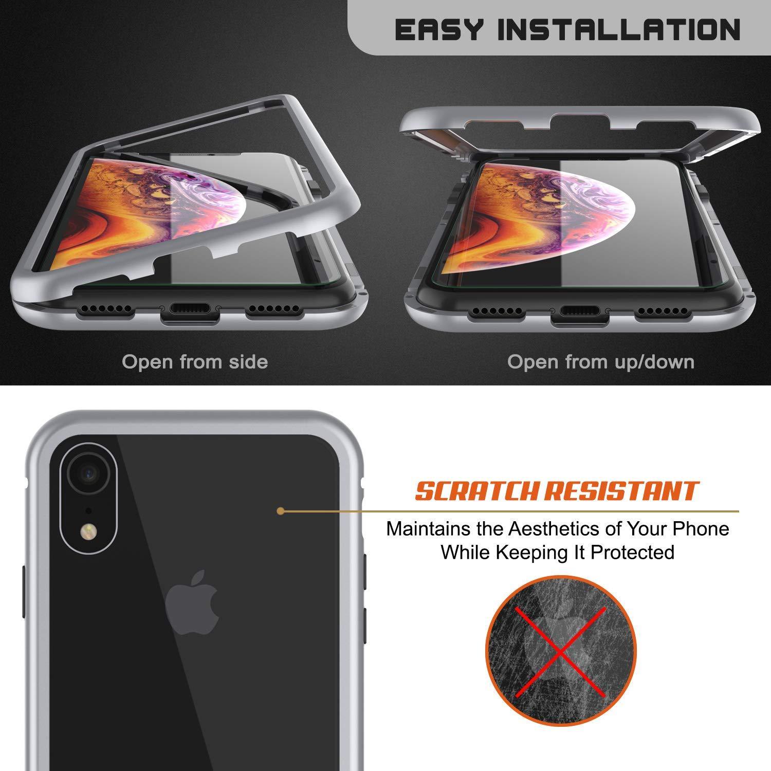 Capinha para iPhone XR, Punkcase Magnetix 2.0 de TPU protetora, com protetor de tela de vidro temperado [Prata]