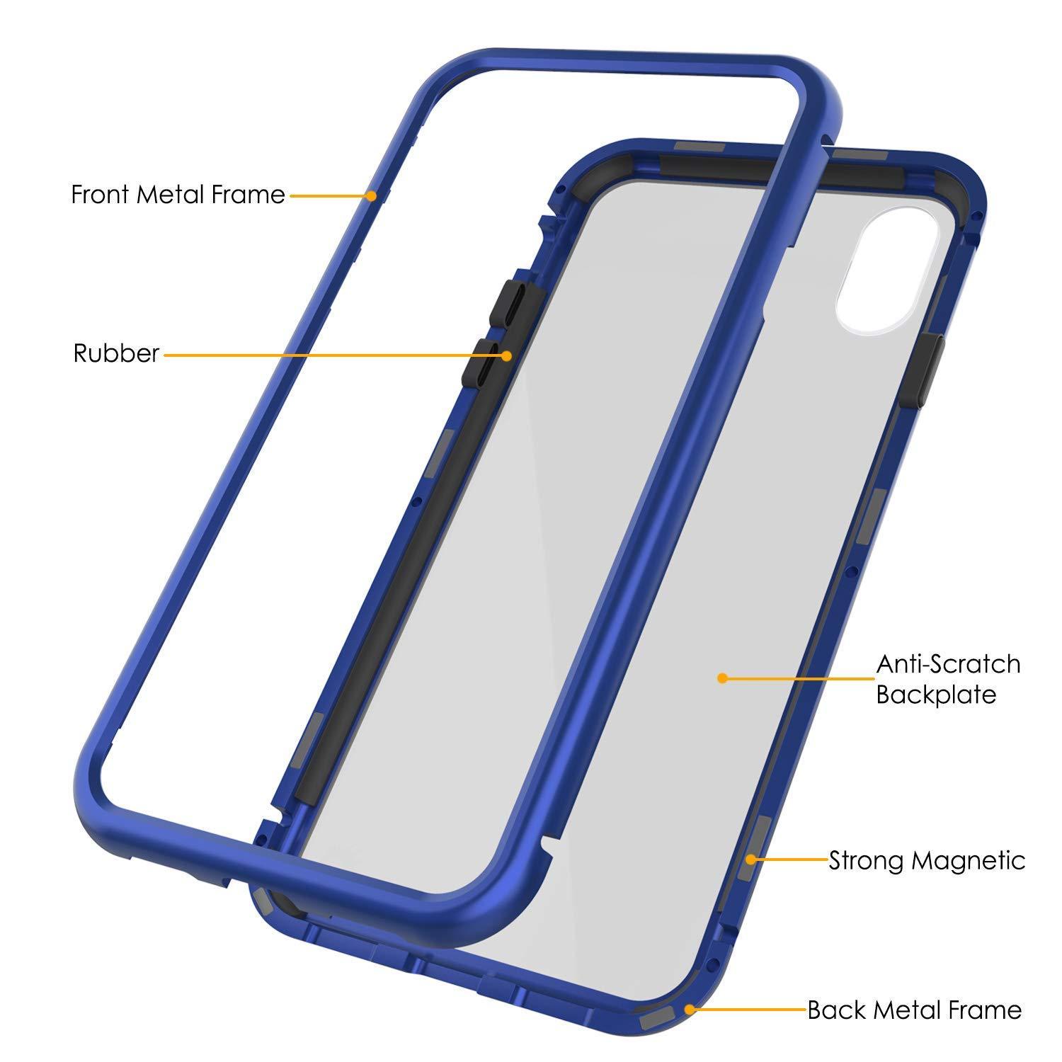Capinha para iPhone XR, Punkcase Magnetix 2.0 de TPU protetora, com protetor de tela de vidro temperado [Azul]