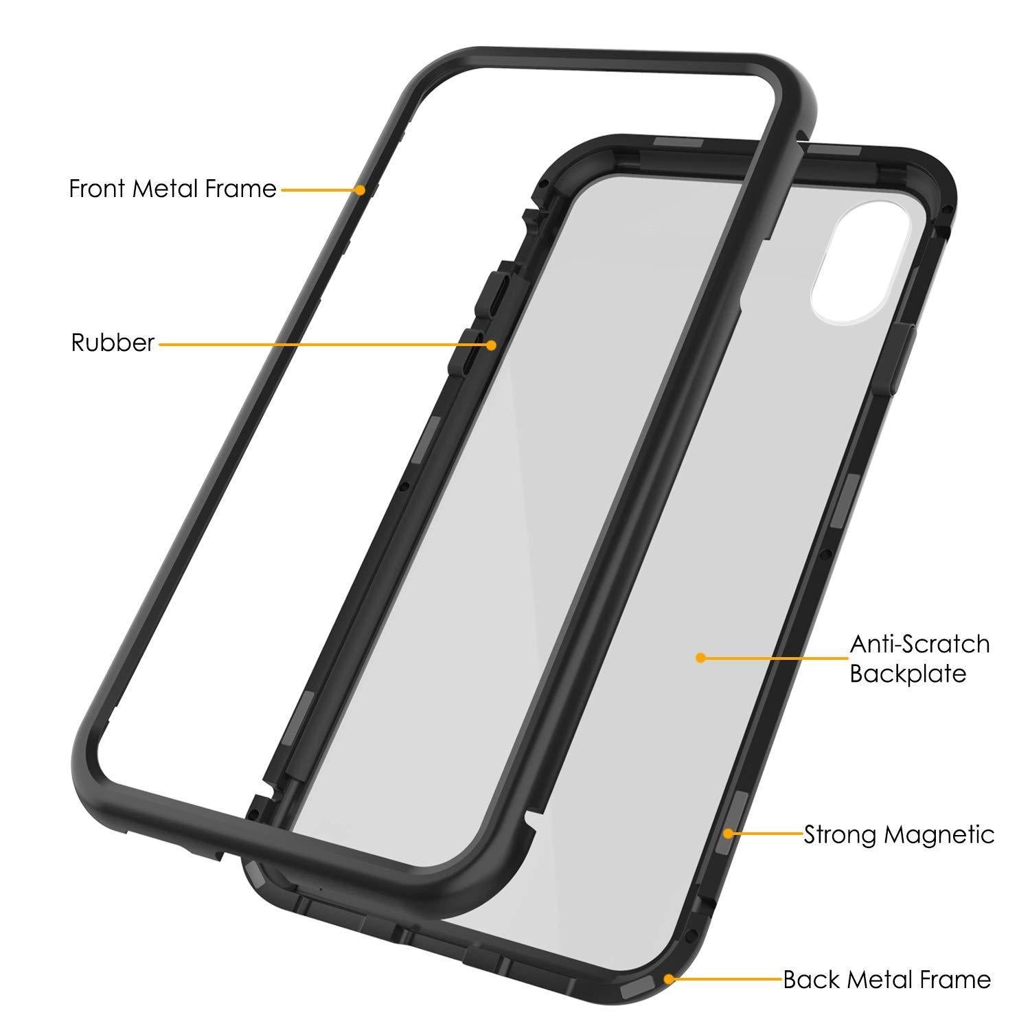 Capinha para iPhone XR, Punkcase Magnetix 2.0 de TPU protetora, com protetor de tela de vidro temperado [Preto]