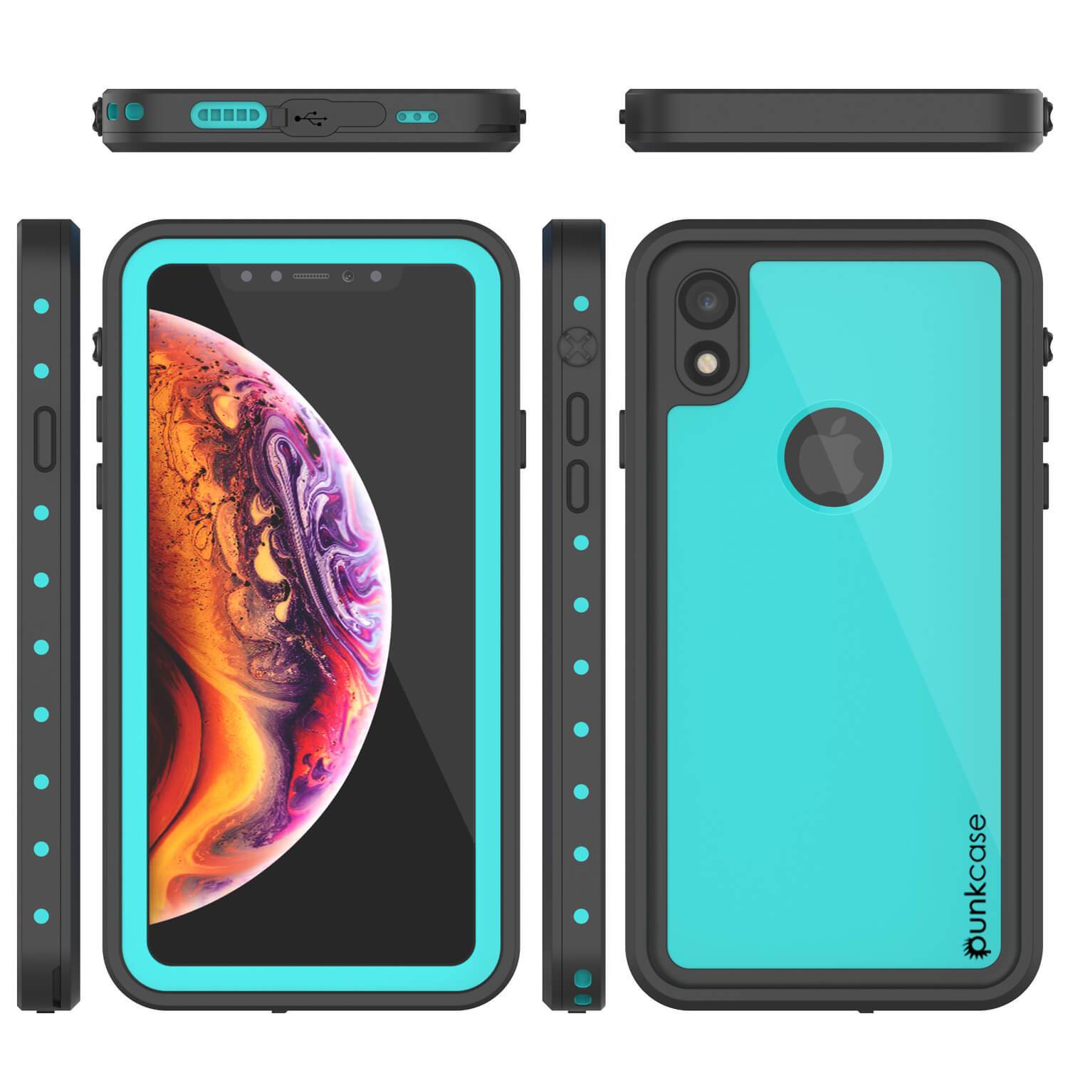 Capa à prova d'água IP68 para iPhone XR, Punkcase [Azul-Verde] [Série StudStar] [Ajuste Slim]