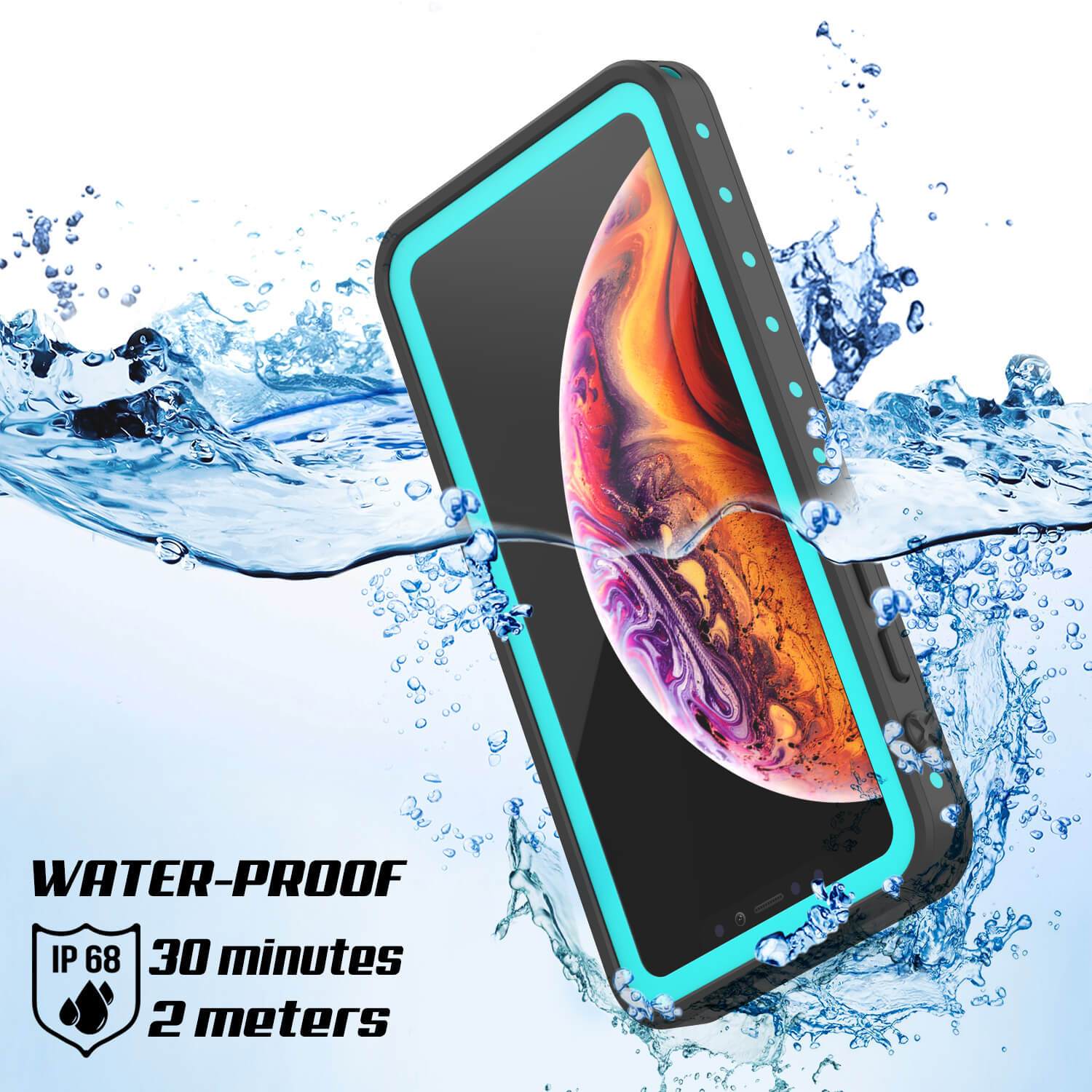 Capa à prova d'água IP68 para iPhone XR, Punkcase [Azul-Verde] [Série StudStar] [Ajuste Slim]