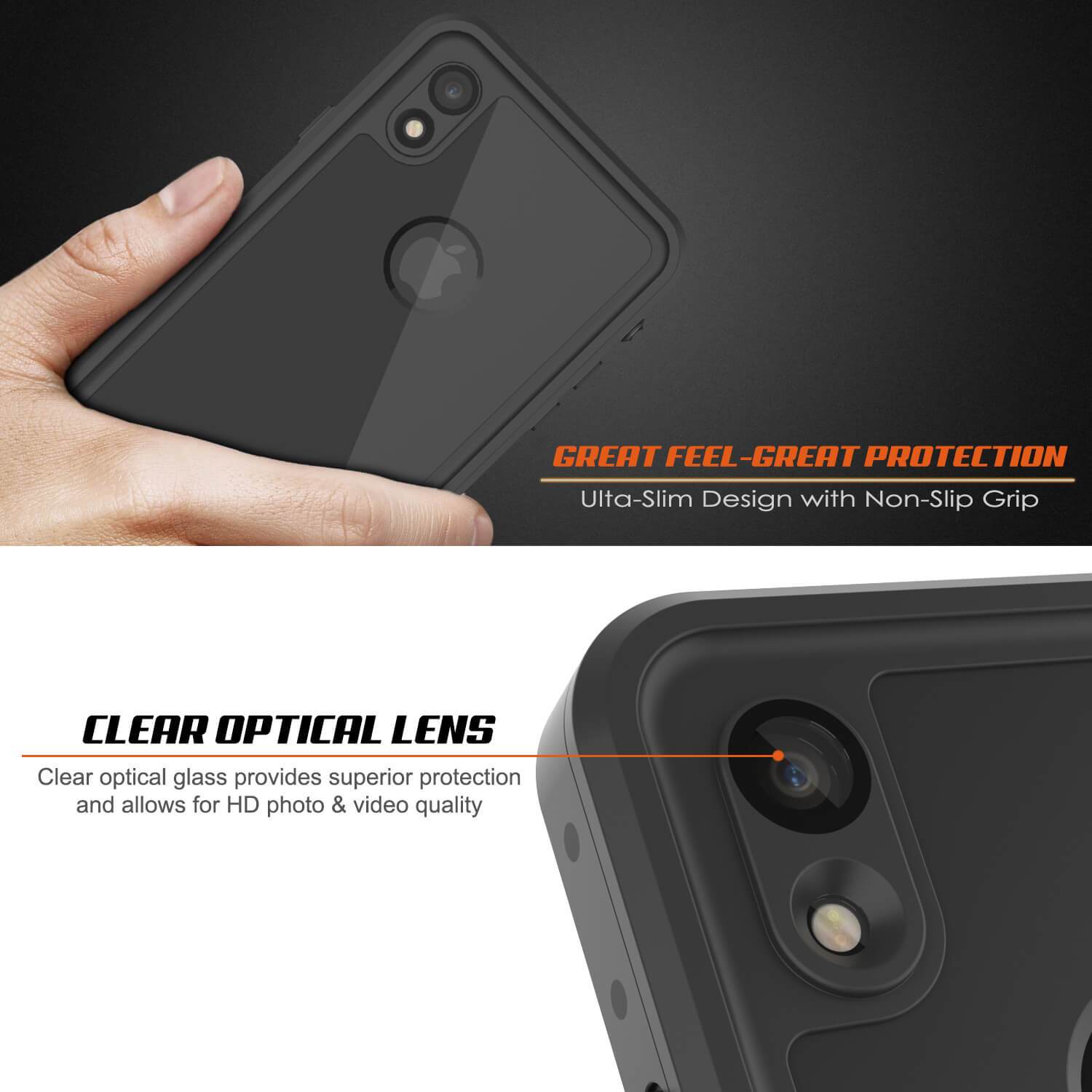 Capa à prova d'água IP68 para iPhone XR, Punkcase [Preto] [Série StudStar] [Ajuste Slim]