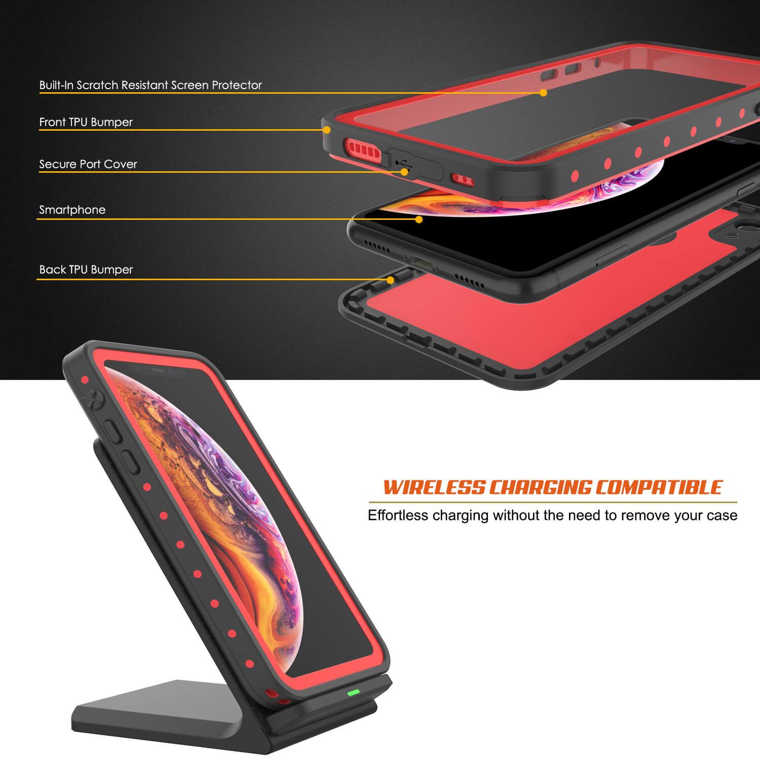 Capa resistente à água para iPhone XR, Punkcase [Vermelha] [Série StudStar] [Ajuste Slim]