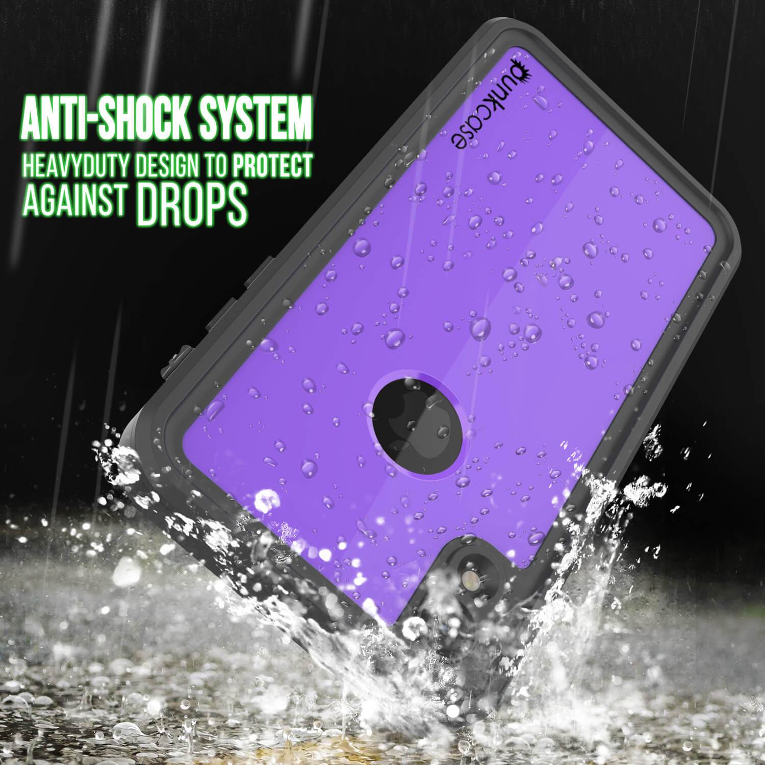 Capa à prova d'água IP68 para iPhone XR, Punkcase [Roxa] [Série StudStar] [Ajuste Slim] [À prova de sujeira]