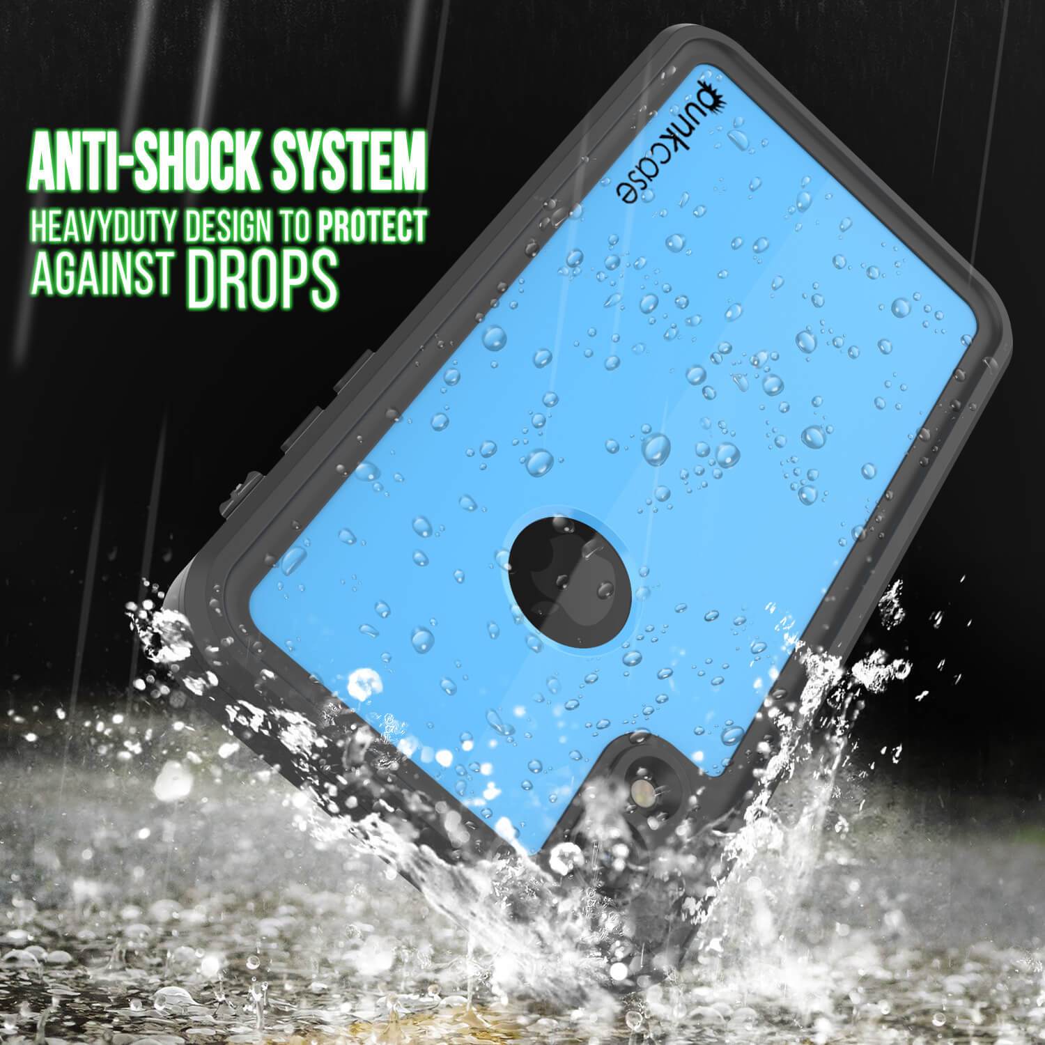 Capa à prova d'água IP68 Punkcase para iPhone XR, [Azul claro] [Série StudStar] [Ajuste fino] [À prova de sujeira]