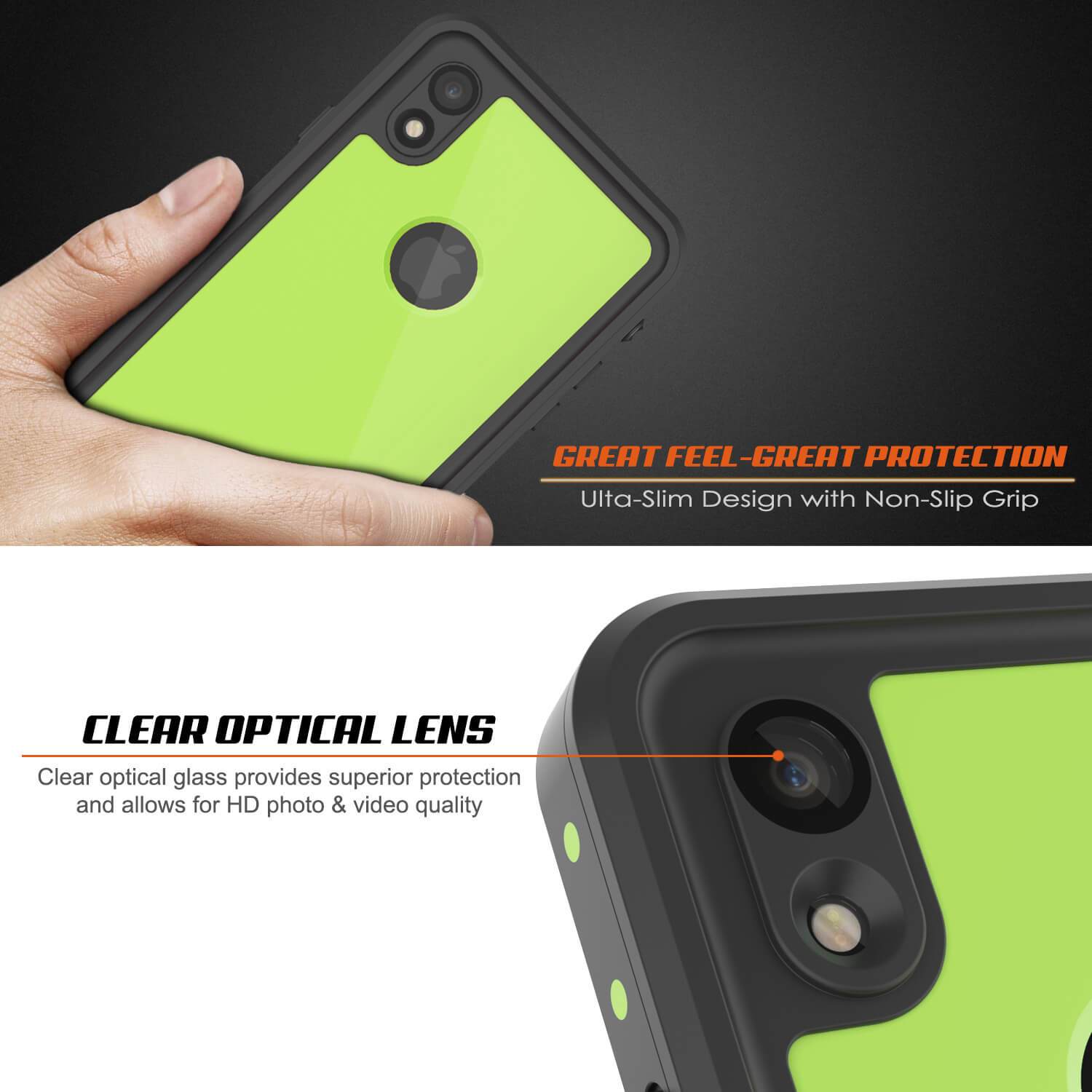 Capa à prova d'água IP68 para iPhone XR, Punkcase [verde claro] [Série StudStar] [Ajuste fino] [Prova de sujeira]