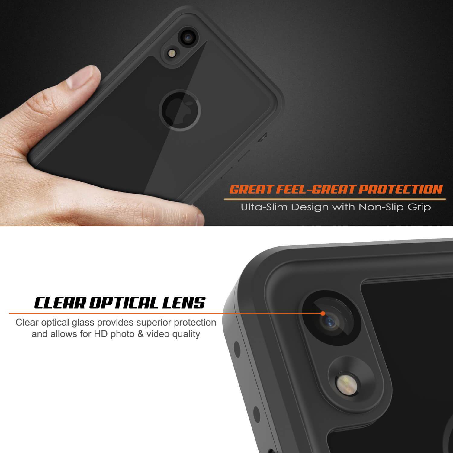 Capa à prova d'água IP68 para iPhone XR, Punkcase [Claro] [Série StudStar] [Ajuste fino] [Prova de sujeira]