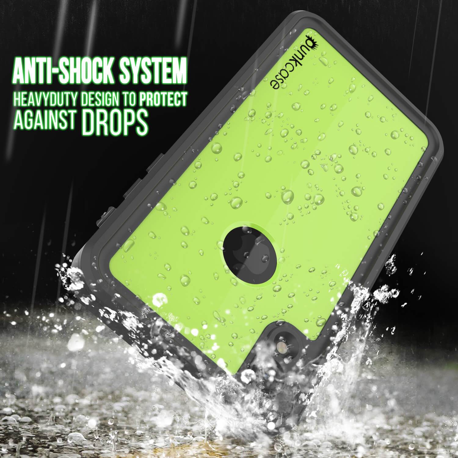 Capa à prova d'água IP68 para iPhone XR, Punkcase [verde claro] [Série StudStar] [Ajuste fino] [Prova de sujeira]