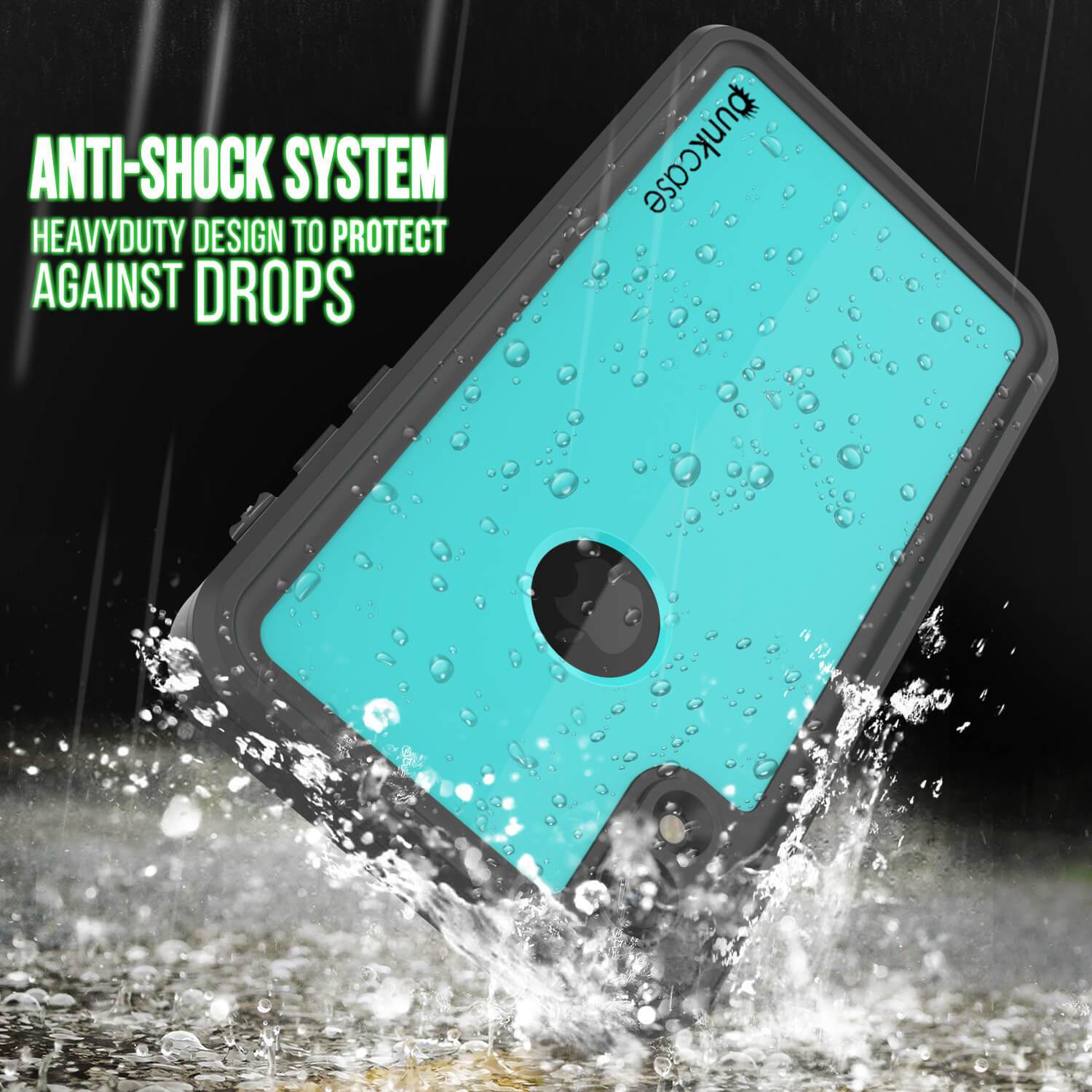 Capa à prova d'água IP68 para iPhone XR, Punkcase [Azul-Verde] [Série StudStar] [Ajuste Slim]