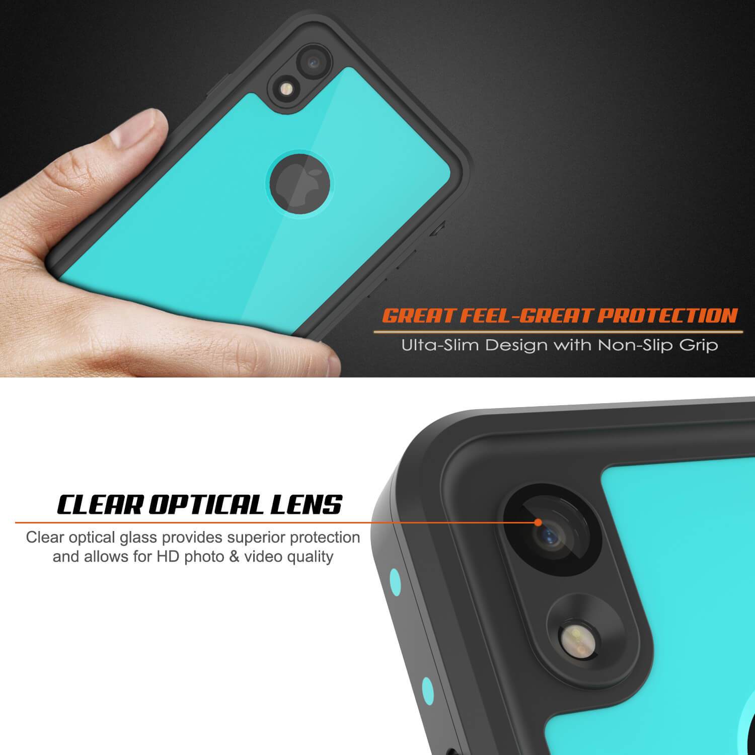 Capa à prova d'água IP68 para iPhone XR, Punkcase [Azul-Verde] [Série StudStar] [Ajuste Slim]