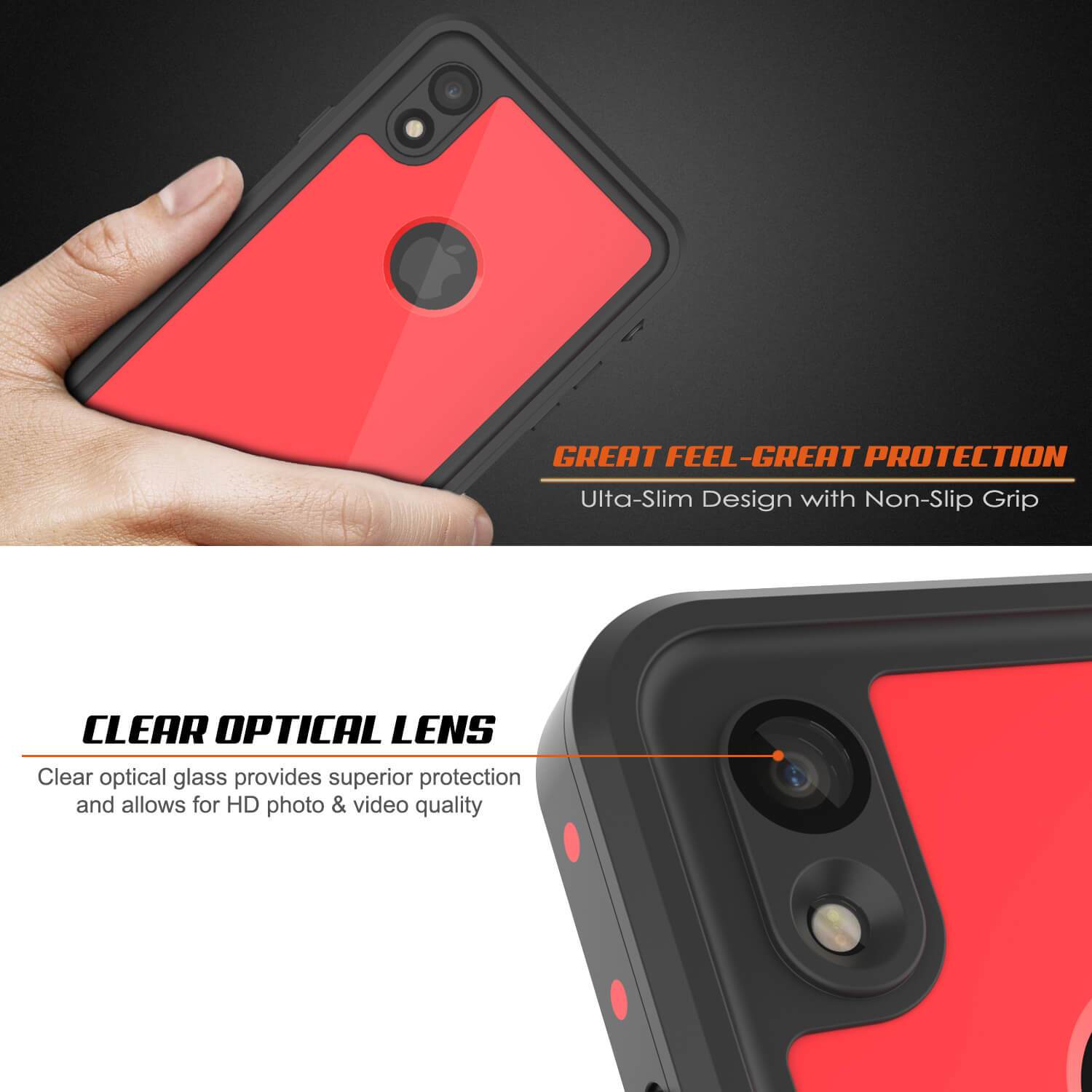 Capa resistente à água para iPhone XR, Punkcase [Vermelha] [Série StudStar] [Ajuste Slim]