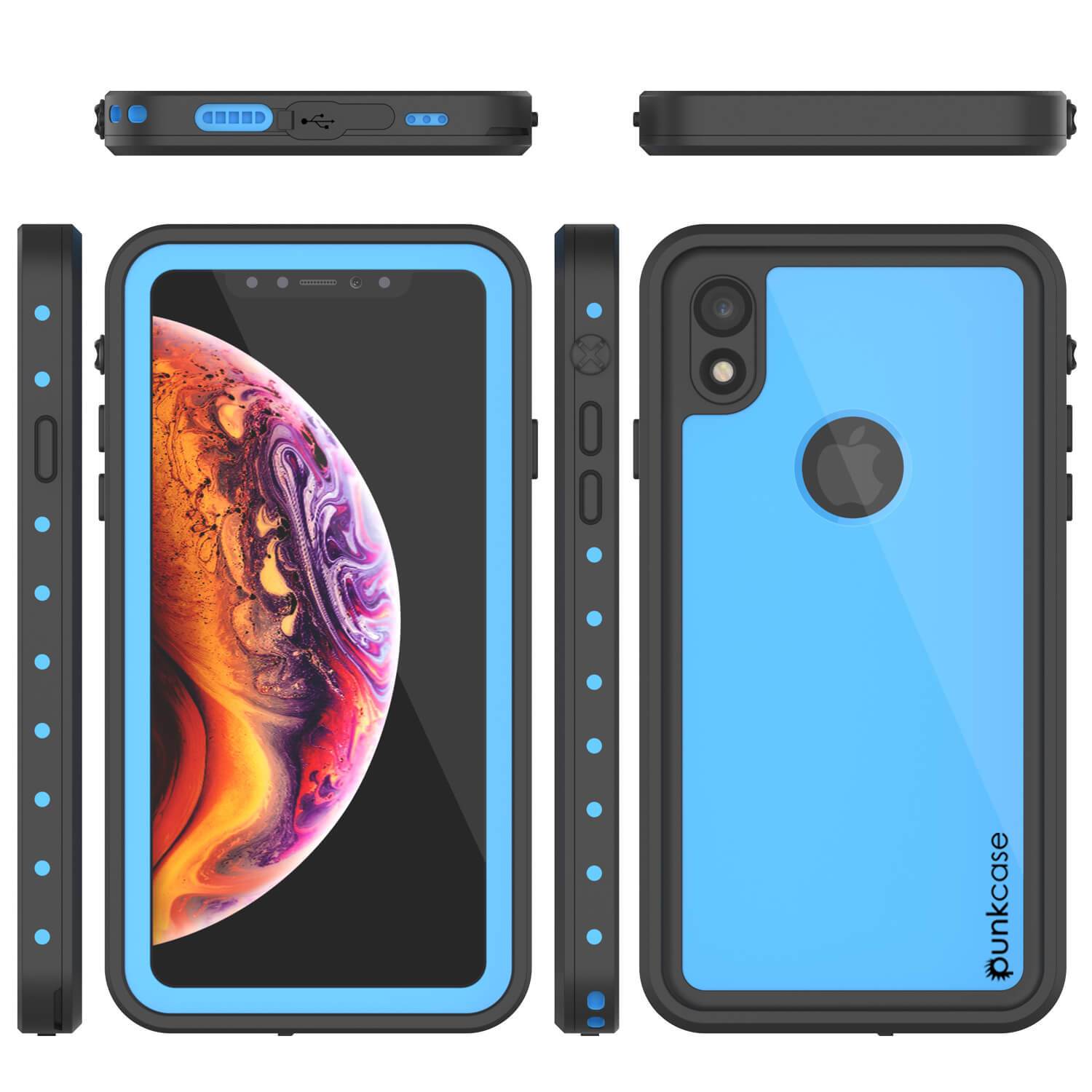 Capa à prova d'água IP68 Punkcase para iPhone XR, [Azul claro] [Série StudStar] [Ajuste fino] [À prova de sujeira]