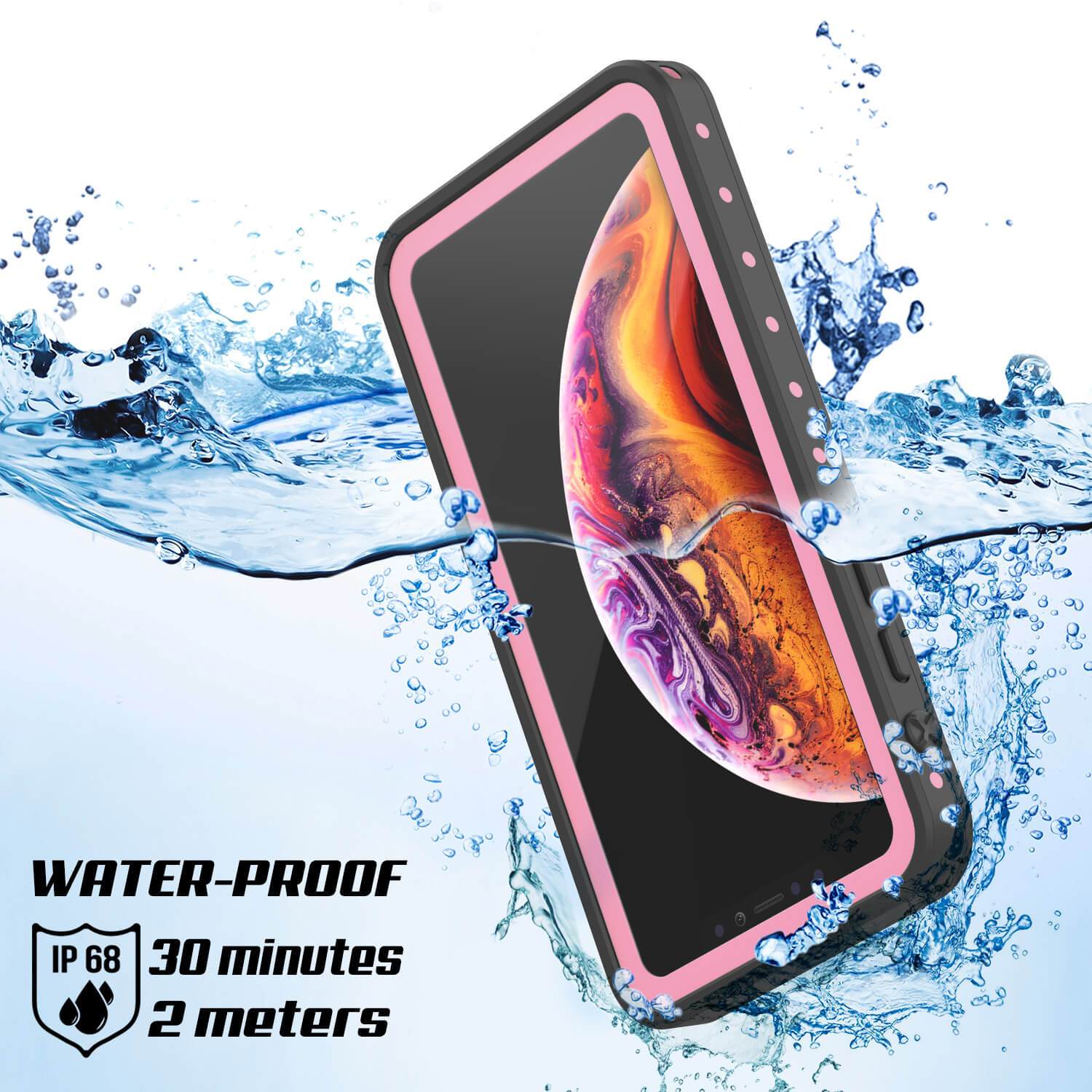 Capa à prova d'água IP68 para iPhone XR, Punkcase [Rosa] [Série StudStar] [Ajuste Slim] [À prova de sujeira]