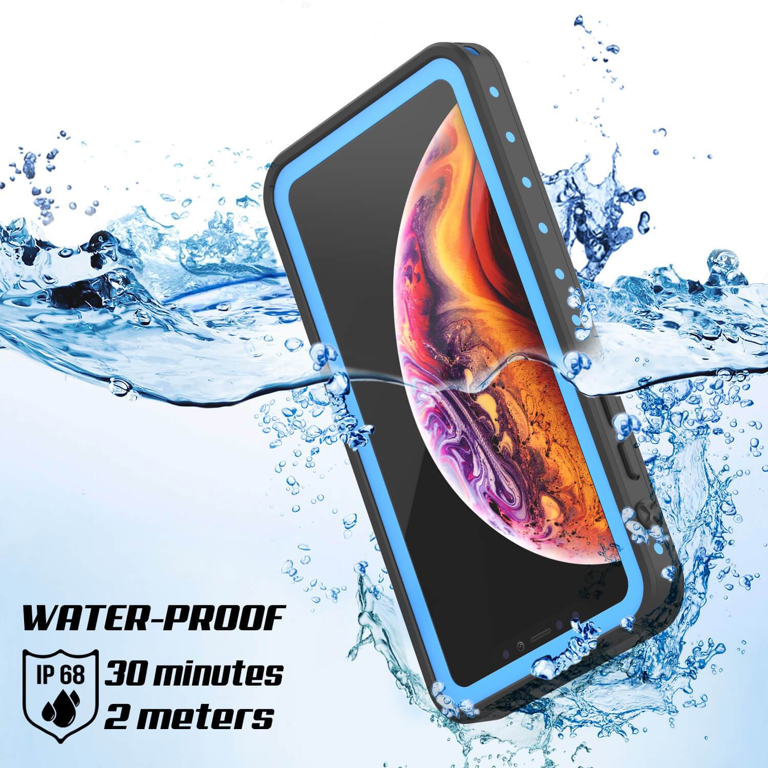 Capa à prova d'água IP68 Punkcase para iPhone XR, [Azul claro] [Série StudStar] [Ajuste fino] [À prova de sujeira]