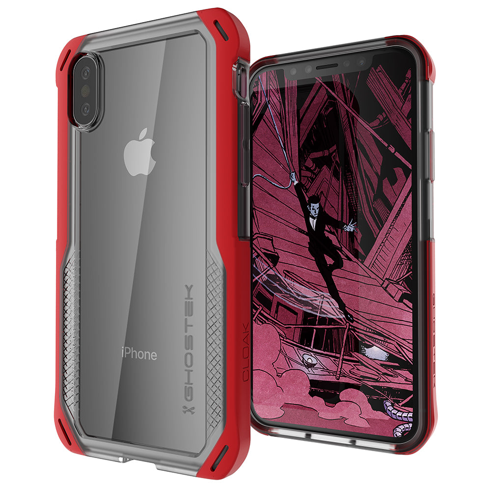 Capa para iPhone Xs, Ghostek Cloak 4 Series para iPhone Xs / Capa para iPhone Pro | VERMELHO-TRANSPARENTE