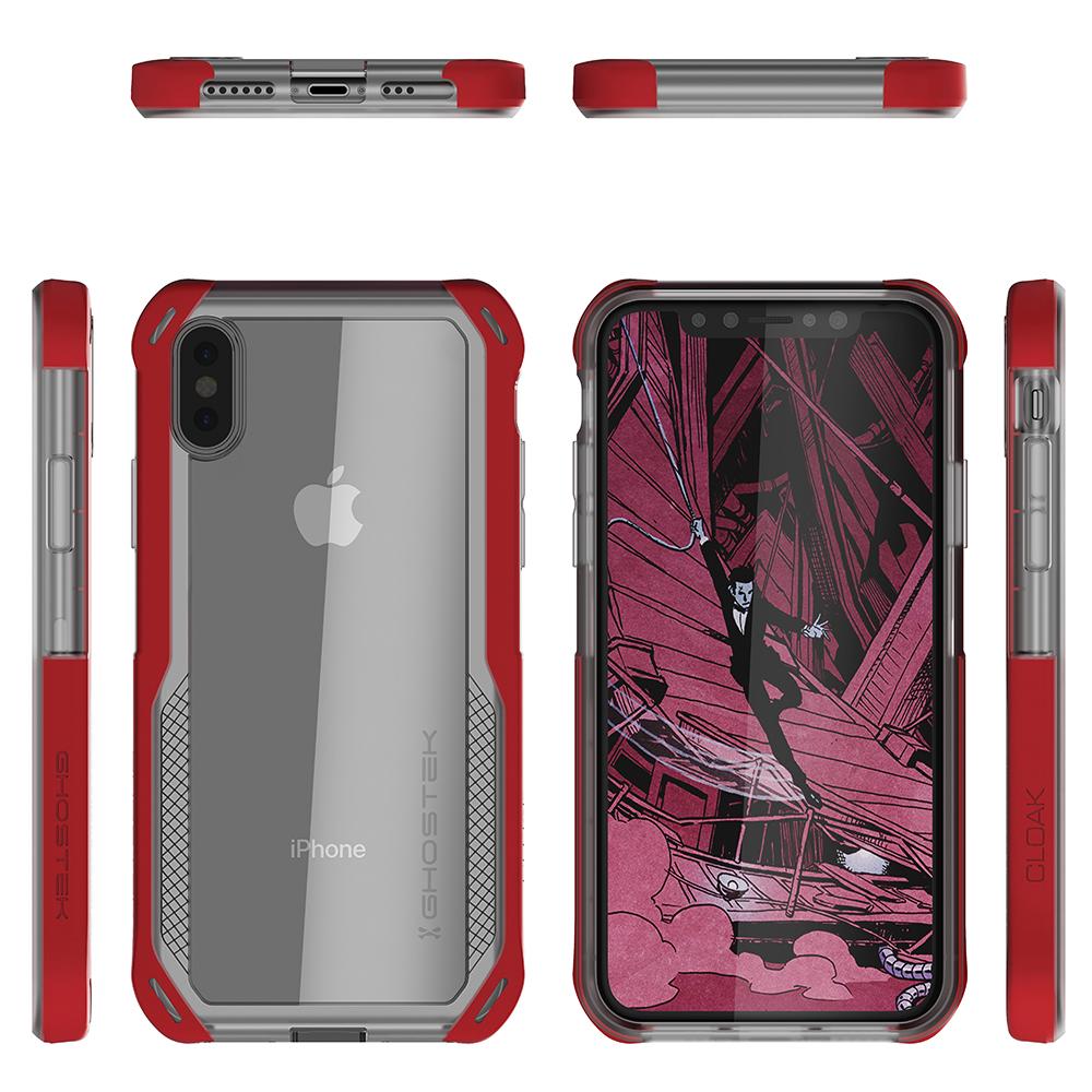 Capa para iPhone Xs Max, Ghostek Cloak 4 Series para iPhone Xs Max / Capa iPhone Pro | VERMELHO-TRANSPARENTE