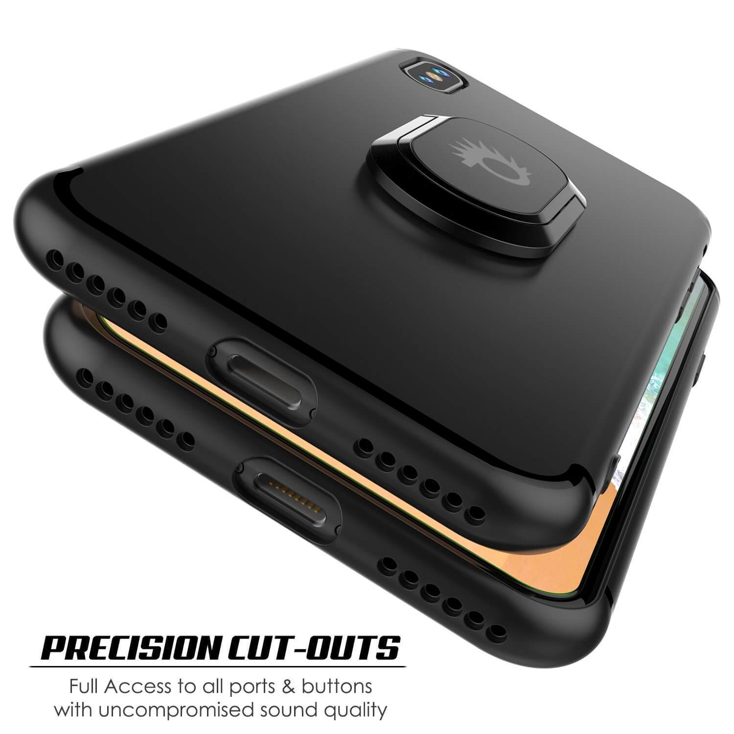 Capa iPhone XS, Punkcase Magnetix TPU protetora com suporte, protetor de tela de vidro temperado [preto]