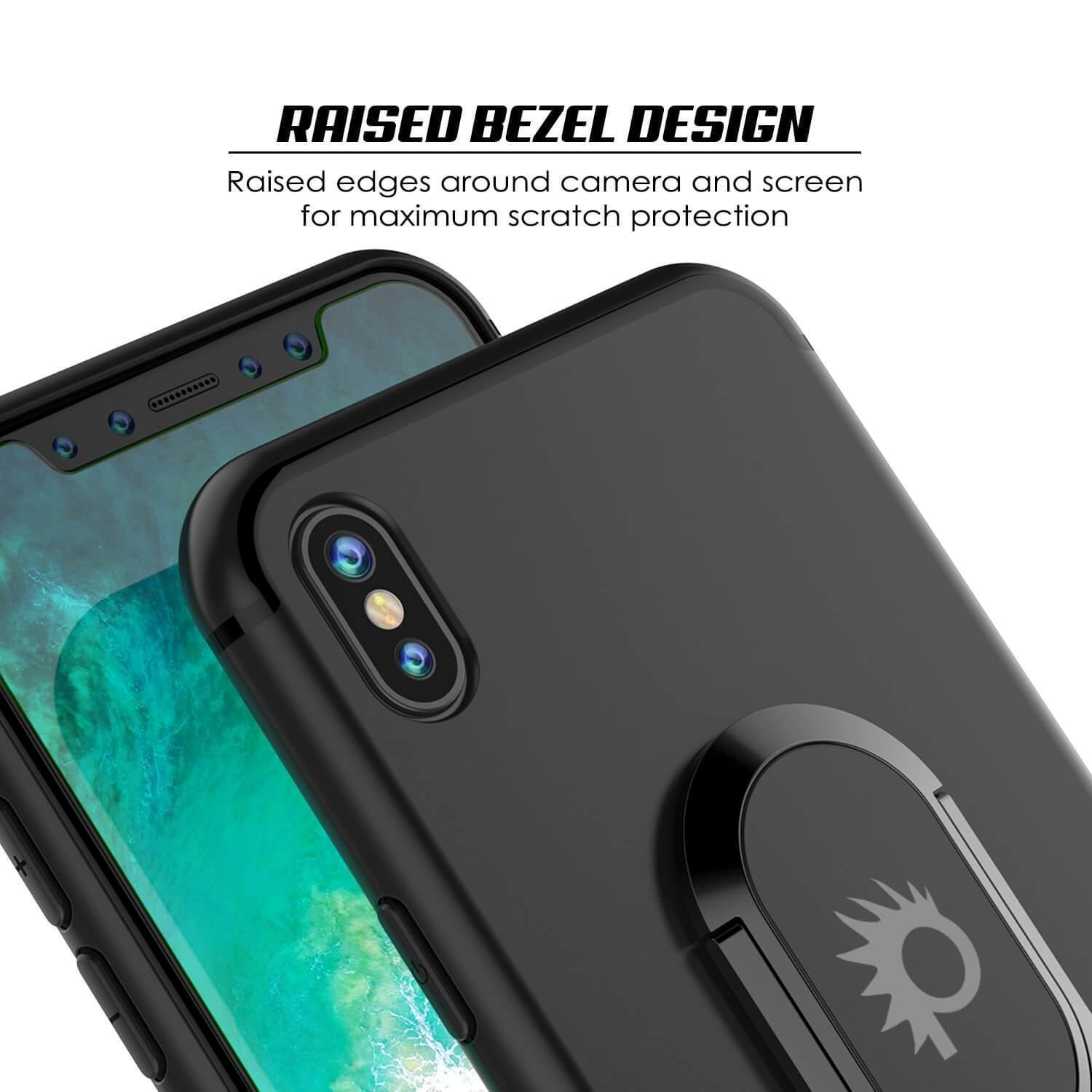 Capa iPhone XS, Punkcase Magnetix TPU protetora com suporte, protetor de tela de vidro temperado [preto]