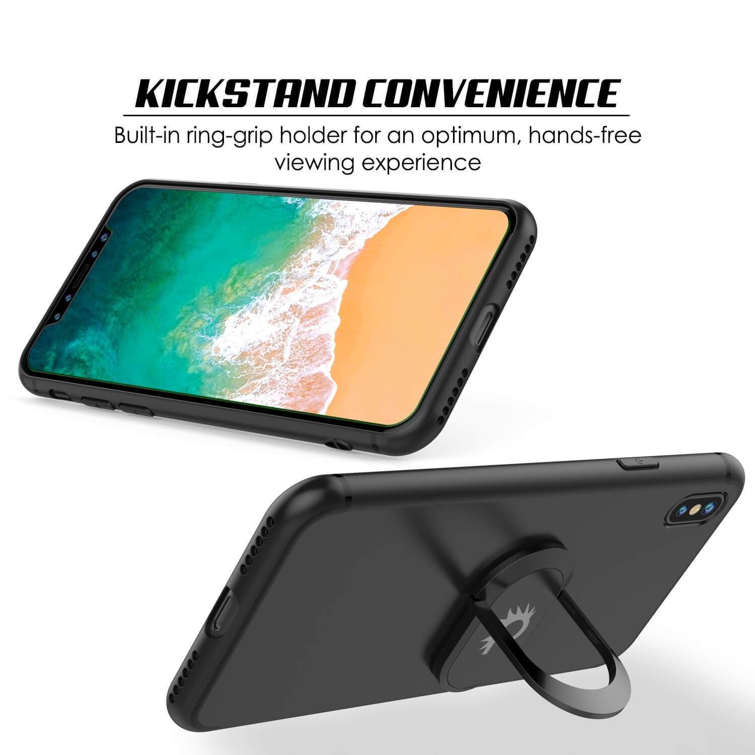 Capa iPhone XS, Punkcase Magnetix TPU protetora com suporte, protetor de tela de vidro temperado [preto]