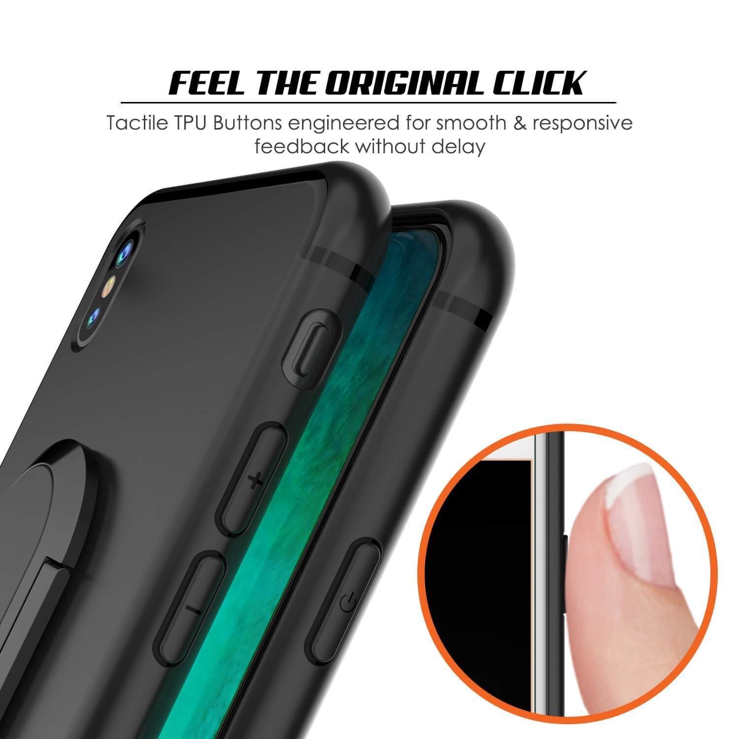 Capa iPhone XS, Punkcase Magnetix TPU protetora com suporte, protetor de tela de vidro temperado [preto]