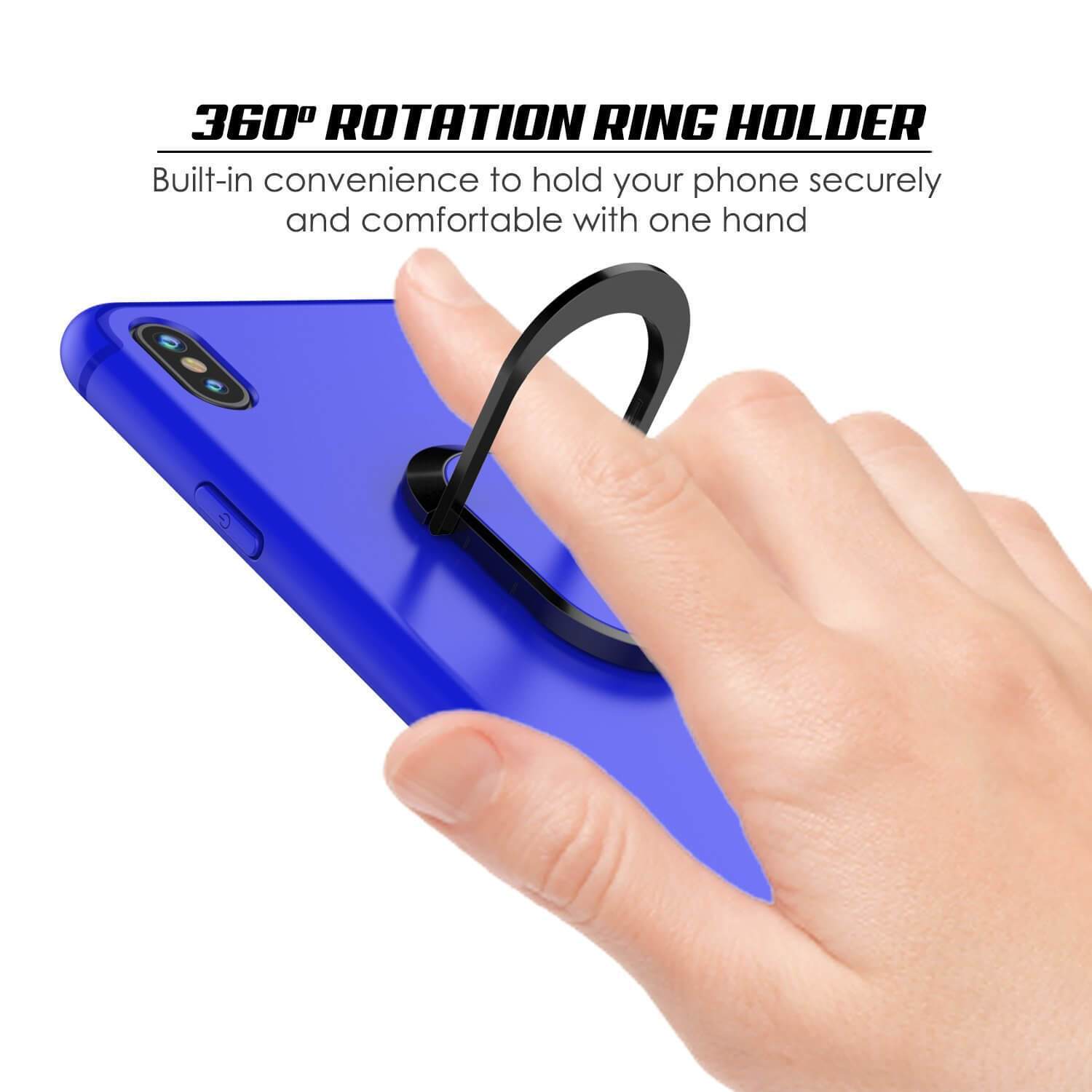 iPhone XS Case, Punkcase Magnetix Protective TPU Cover W/ Kickstand, Tempered Glass Screen Protector [Blue] (Color in image: pink)