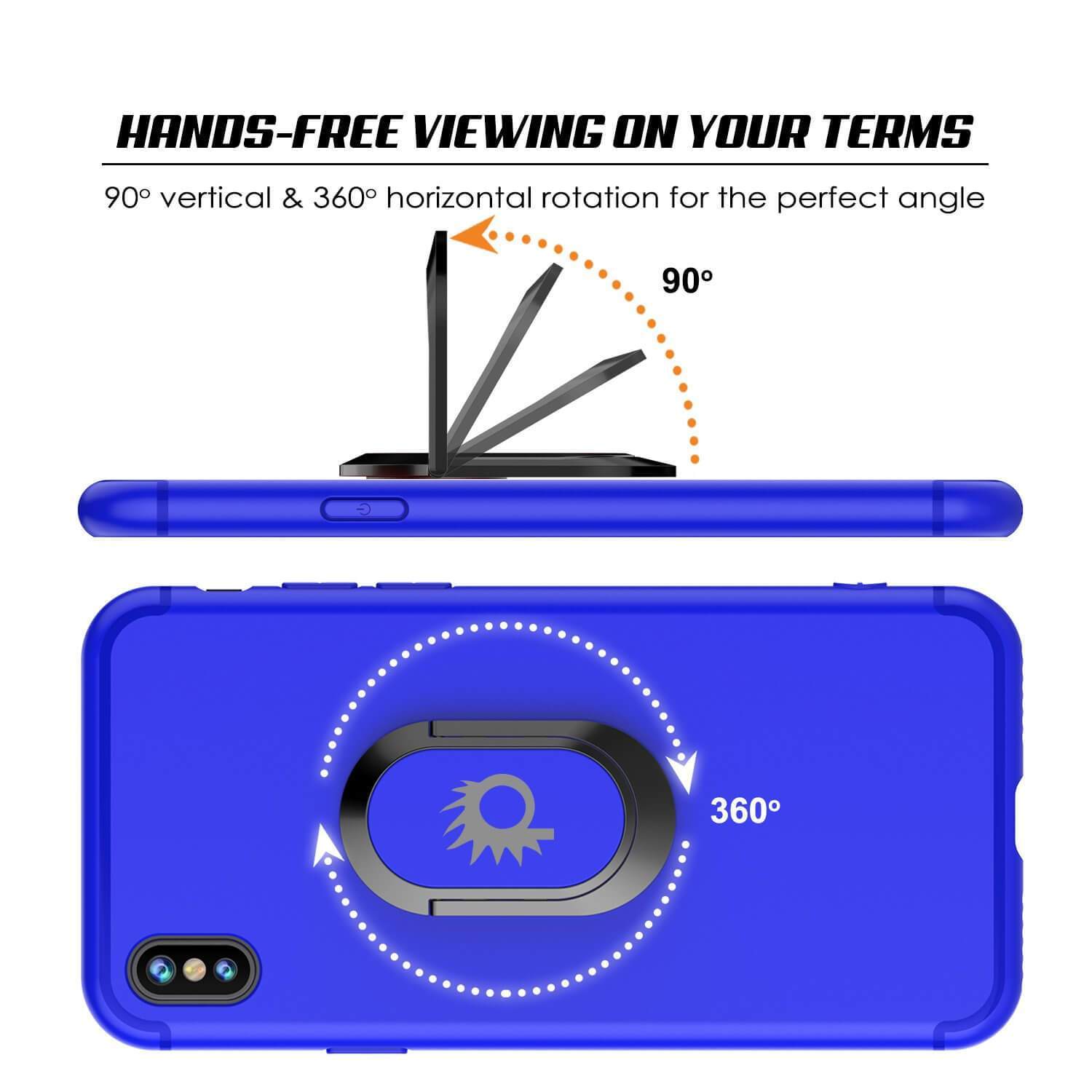 iPhone XS Case, Punkcase Magnetix Protective TPU Cover W/ Kickstand, Tempered Glass Screen Protector [Blue] 