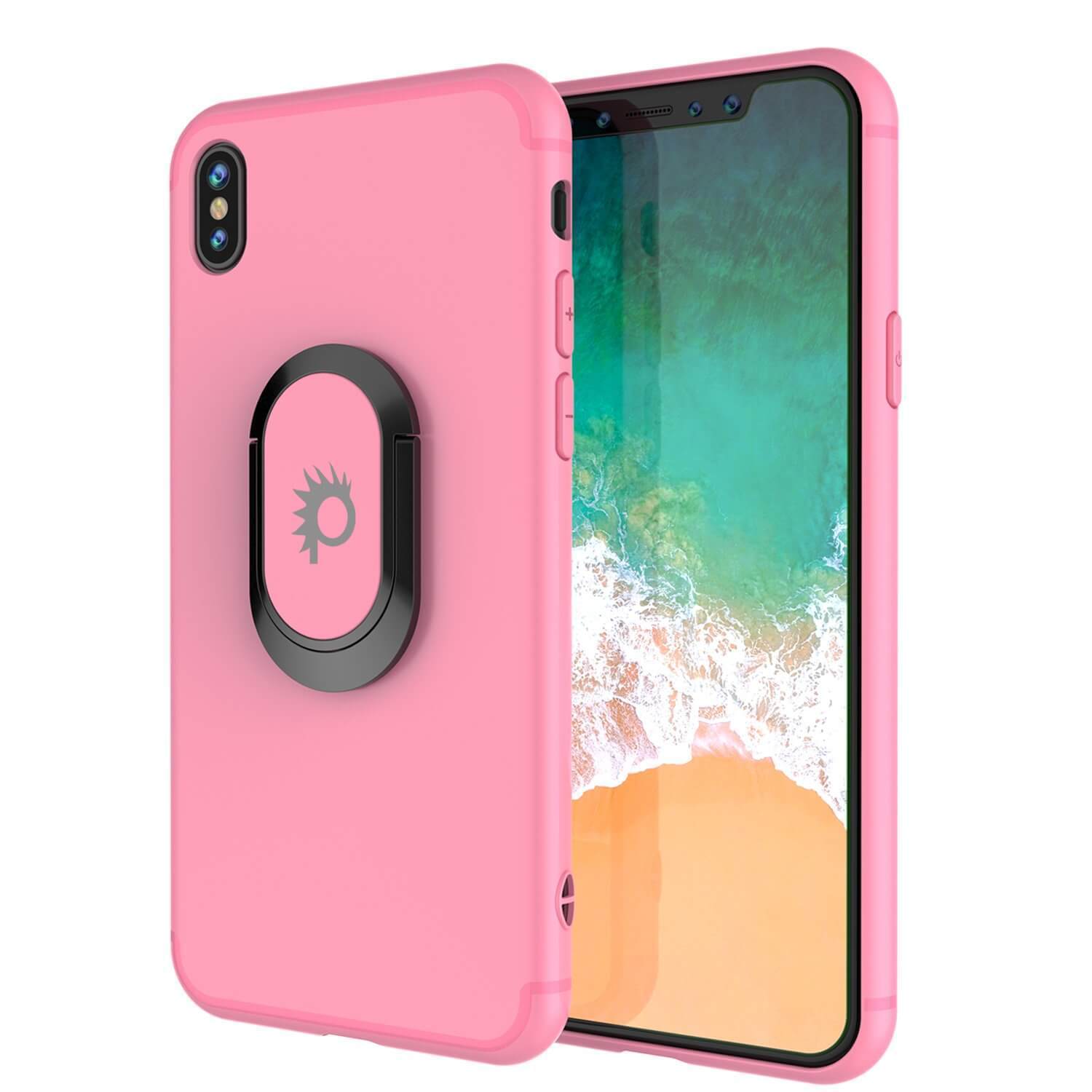 Capa iPhone XS, Capa Protetora TPU Punkcase Magnetix com Suporte, Protetor de Tela de Vidro Temperado [Rosa]