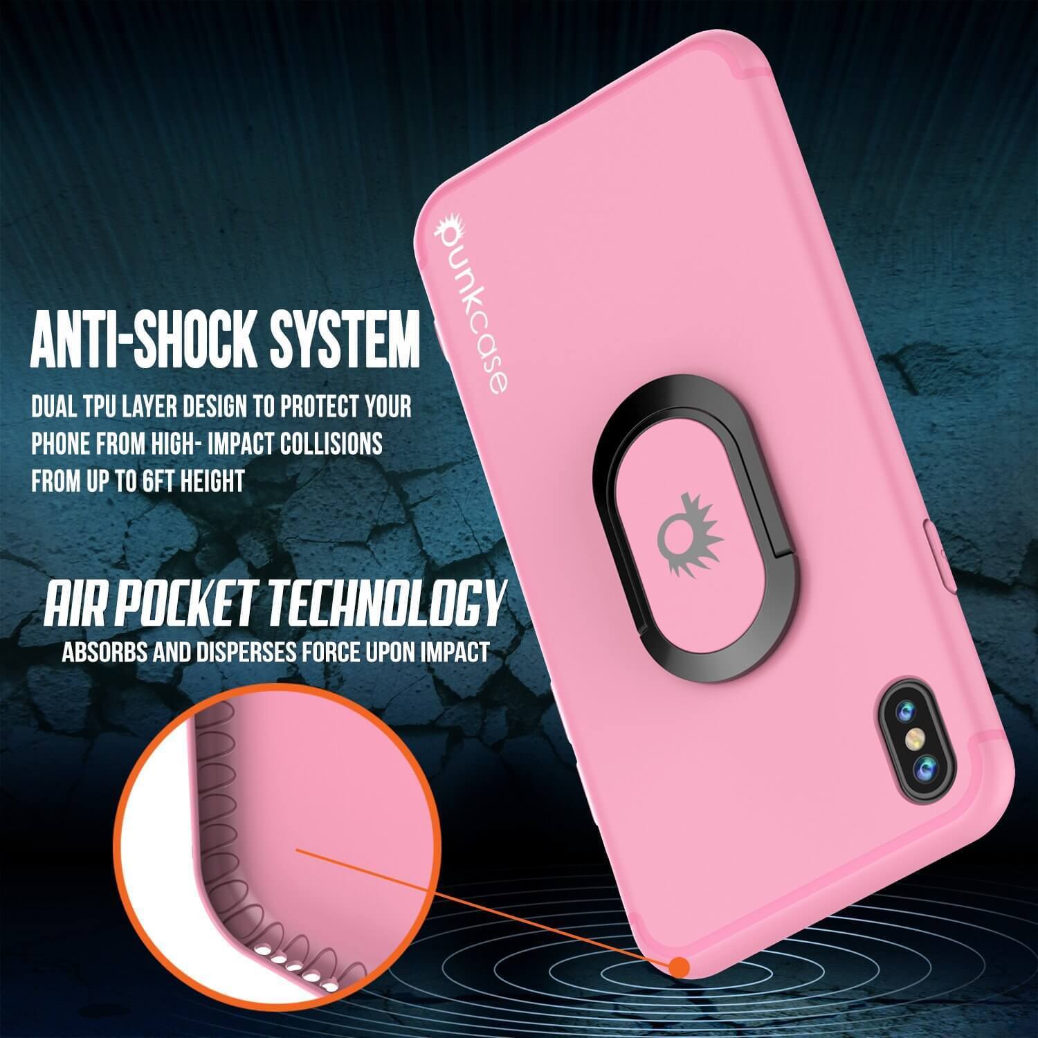 Capa iPhone XS, Capa Protetora TPU Punkcase Magnetix com Suporte, Protetor de Tela de Vidro Temperado [Rosa]