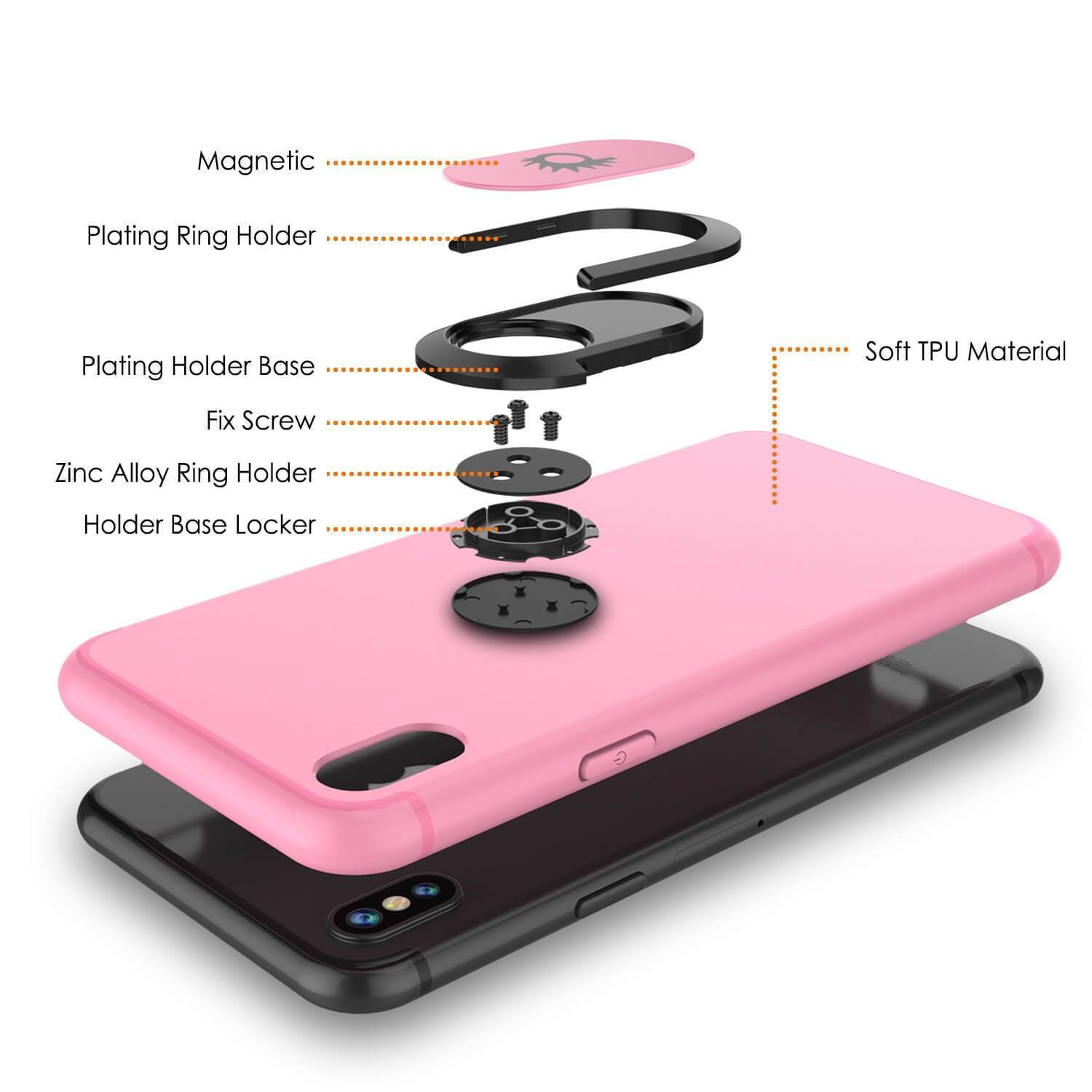 iPhone XS Case, Punkcase Magnetix Protective TPU Cover W/ Kickstand, Tempered Glass Screen Protector [Pink] 