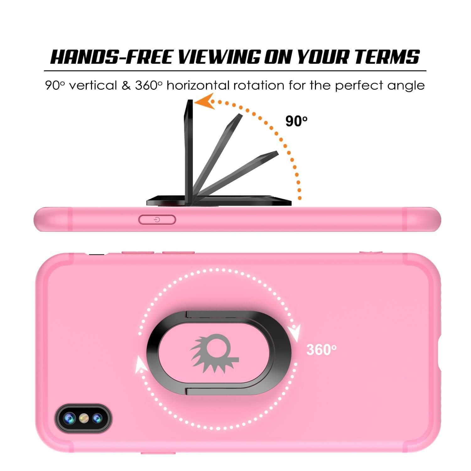 iPhone XS Case, Punkcase Magnetix Protective TPU Cover W/ Kickstand, Tempered Glass Screen Protector [Pink] 