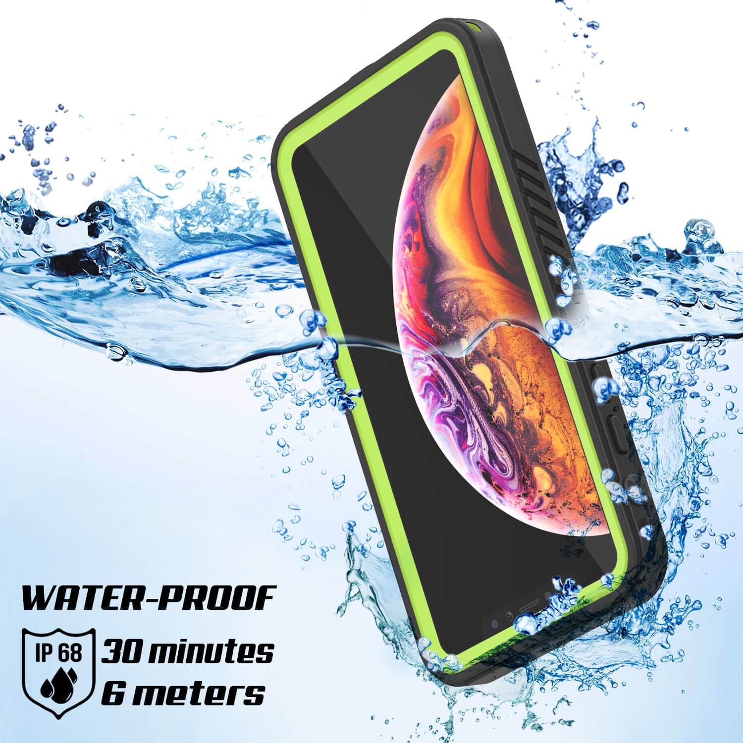 Capinha impermeável para iPhone XS, Punkcase [Série Extreme] Capinha de armadura com protetor de tela embutido  [Luz Verde]