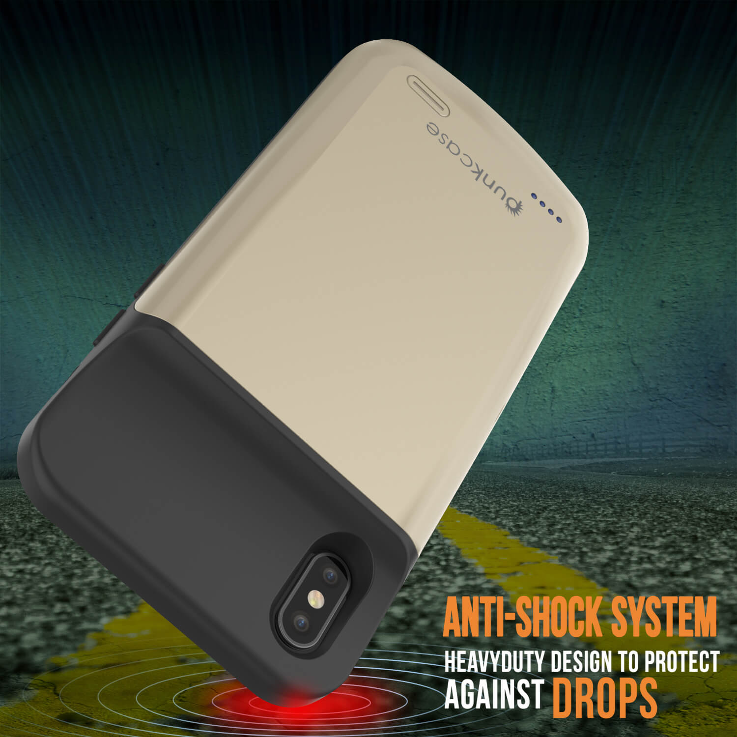 Capa de bateria iphone XS Max, PunkJuice 5000mAH Power Bank de Carga Rápida c/ Protetor de Tela | [Gold]