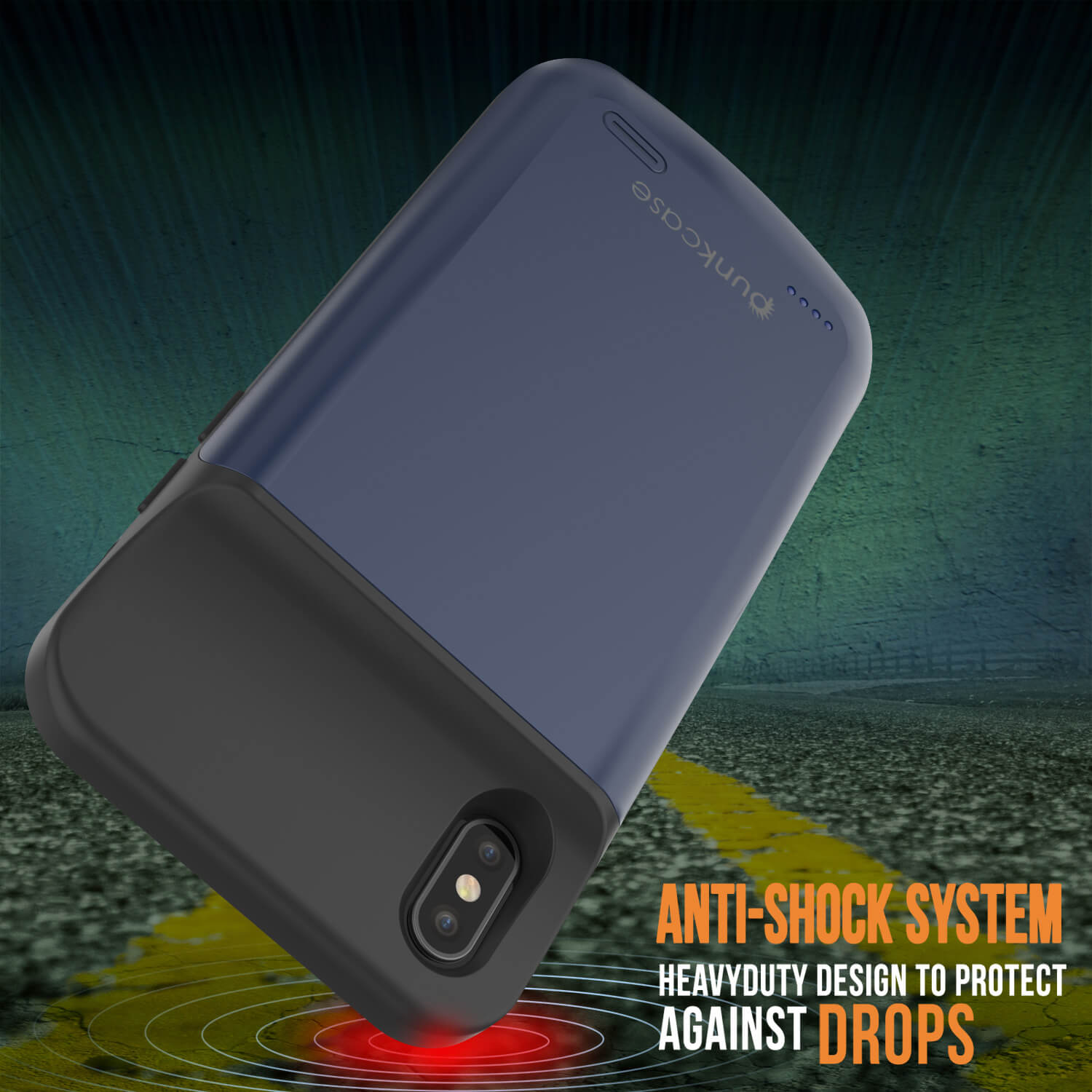 Capa de bateria para iPhone XS Max, PunkJuice 5000mAH Fast Charging Power Bank com Protetor de Tela | [Azul]