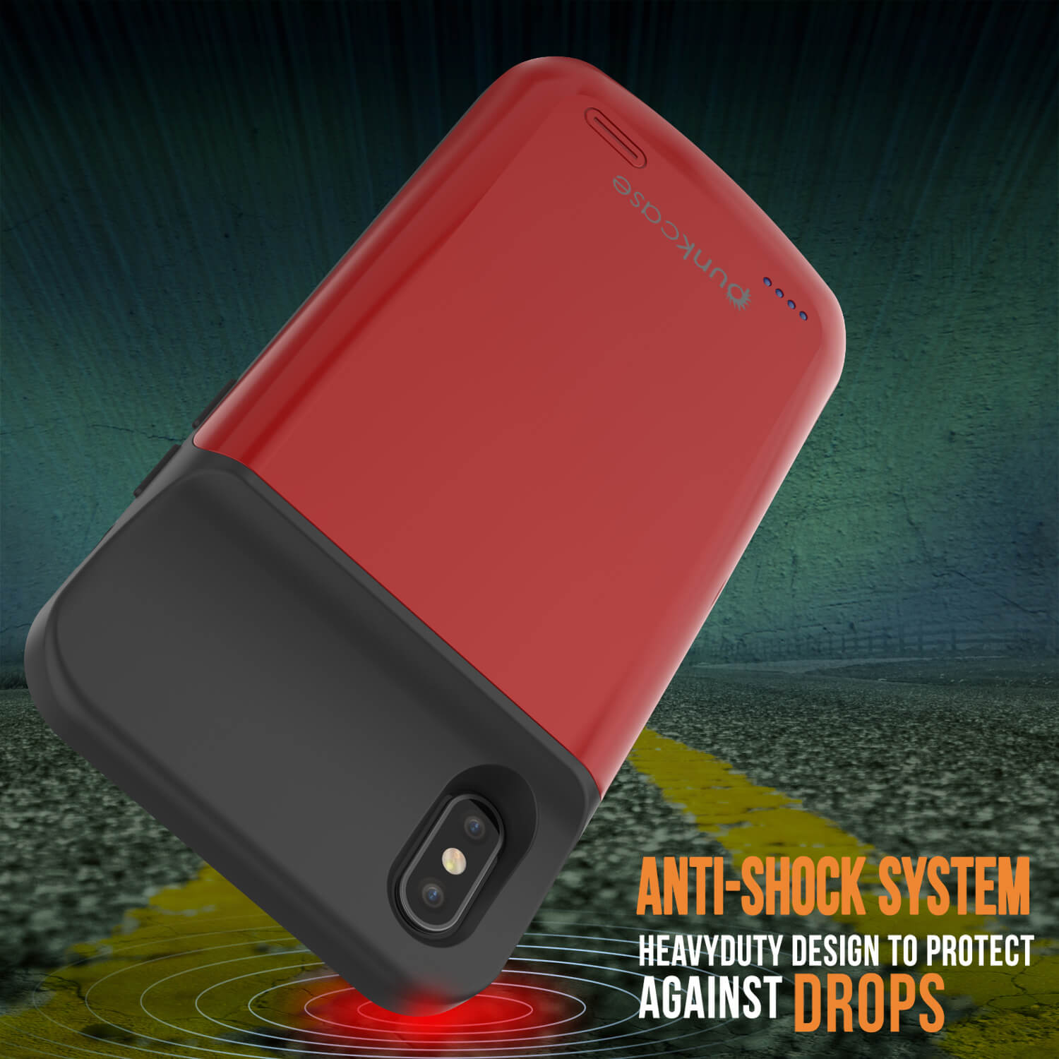 Capa da bateria para iPhone XS Max, PunkJuice 5000mAH Power Bank de Carregamento Rápido com Protetor de Tela | [Vermelho]
