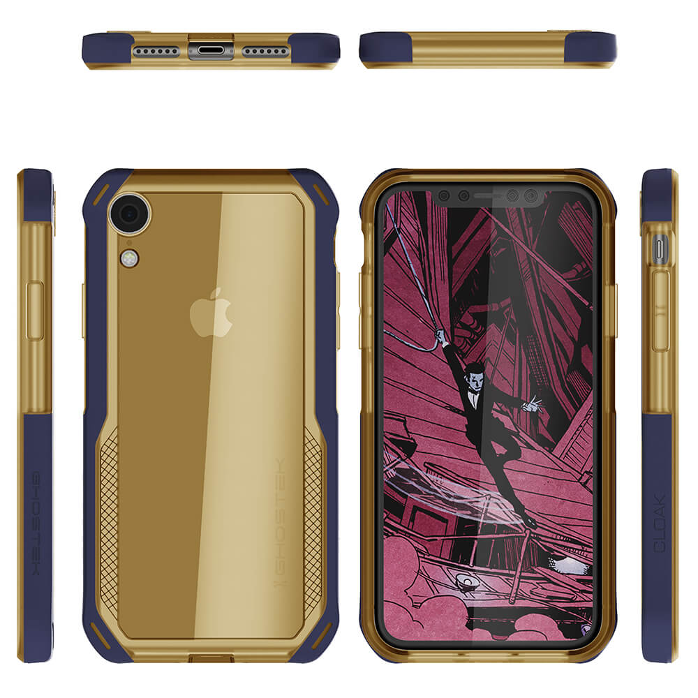 Capa para iPhone Xr, Série Ghostek Cloak 4 para iPhone Xr / Capa para iPhone Pro | AZUL-DOURADO