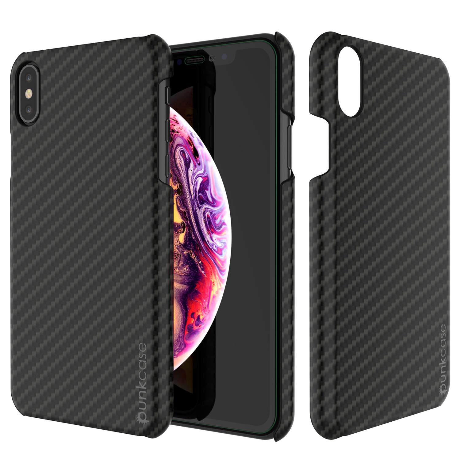 Capa para iPhone XS Max, Punkcase CarbonShield, Resistente e Ultra Fina de 2 Peças em Dupla Camada [à prova de choque]