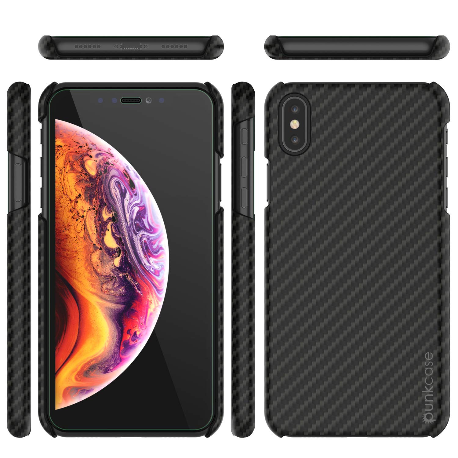 Capa para iPhone XS Max, Punkcase CarbonShield, Resistente e Ultra Fina de 2 Peças em Dupla Camada [à prova de choque]