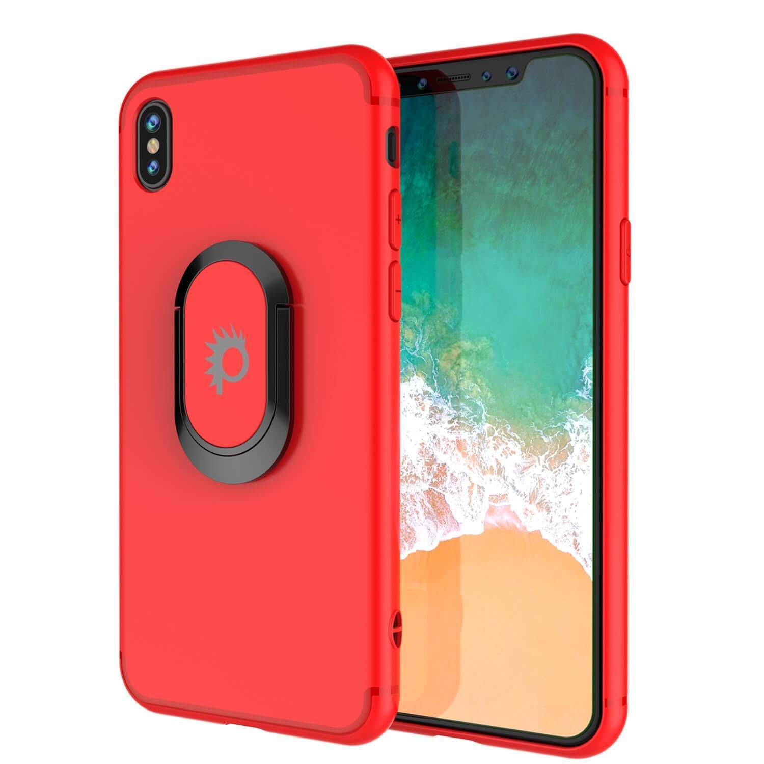 Capa para iPhone XS Max, Punkcase Magnetix Protetora TPU com Suporte, Protetor de Tela de Vidro Temperado [Vermelho]