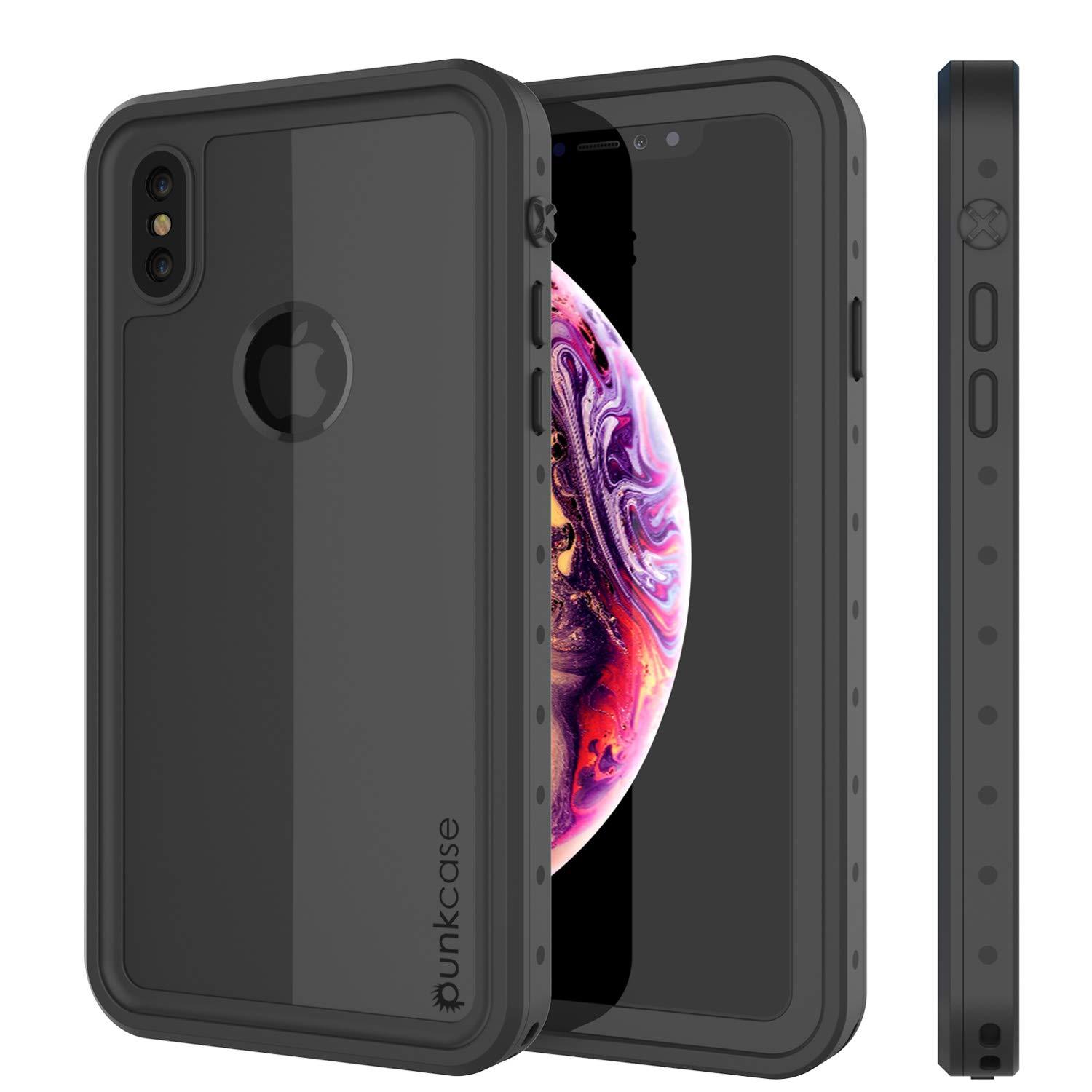 Capa à prova d'água IP68 para iPhone XS Max, Punkcase [Preto] [Série StudStar] [Ajuste Slim] [À prova de sujeira]
