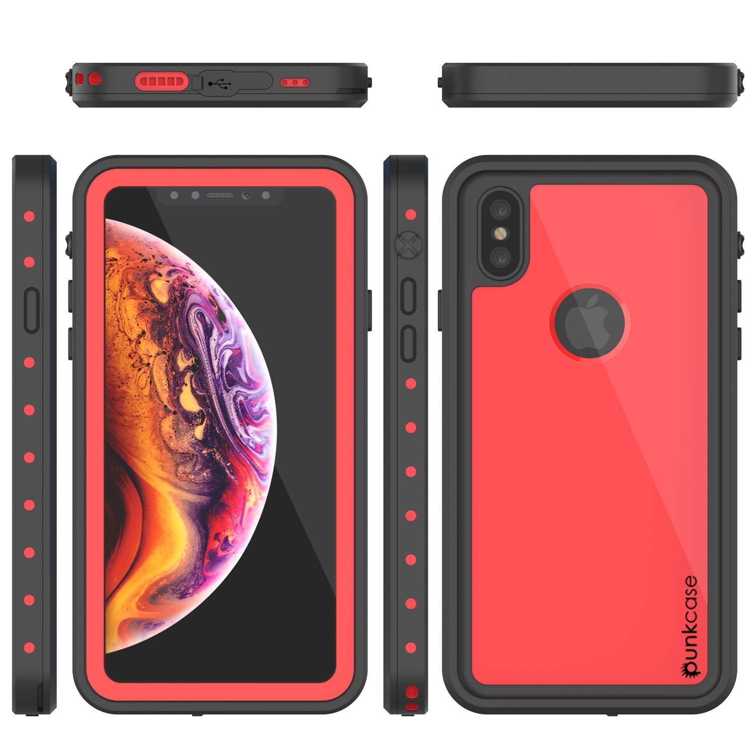 Capa à Prova d'Água IP68 para iPhone XS Max, Punkcase [Vermelho] [Série StudStar] [Ajuste Slim] [Prova de Pó]