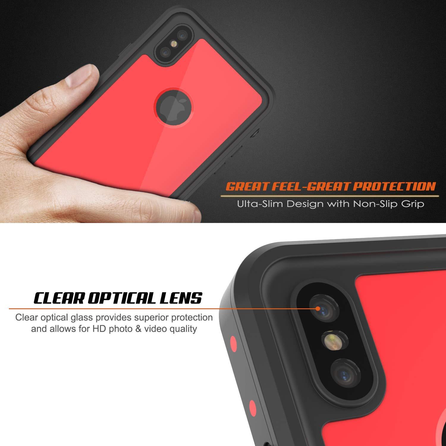 Capa à Prova d'Água IP68 para iPhone XS Max, Punkcase [Vermelho] [Série StudStar] [Ajuste Slim] [Prova de Pó]