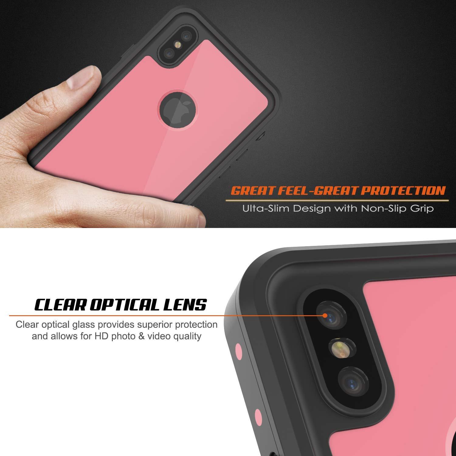 Capa à prova d'água IP68 para iPhone XS Max, Punkcase [Cor-de-rosa] [Série StudStar] [Ajuste Slim] [à prova de sujeira]