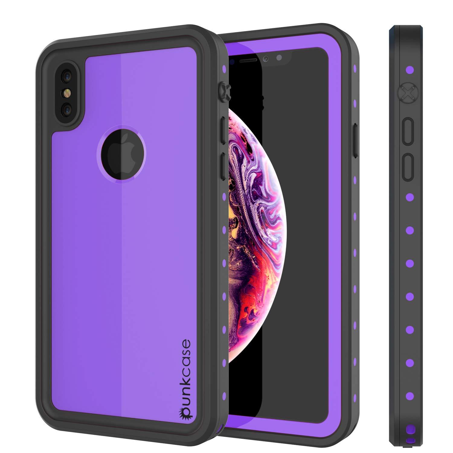 Capa à prova d'água IP68 para iPhone XS Max, Punkcase [Roxo] [Série StudStar] [Ajuste Slim] [À prova de sujeira]